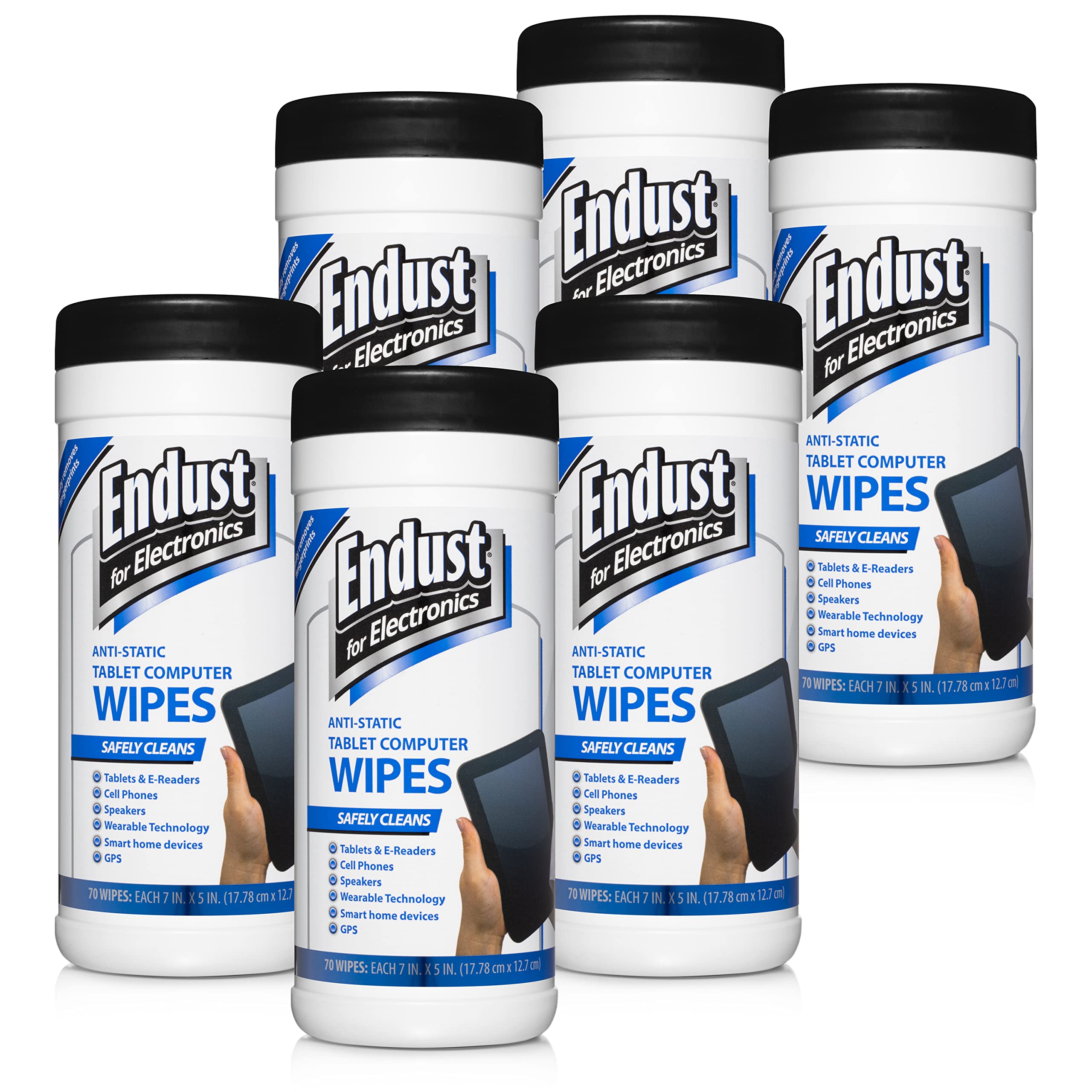 Endust For Electronics 6 Pack Screen Cleaner Wipes, Electronics Surface Cleaning Wipes, For Tablet, E-Reader, Monitors, Laptop, Phone, TV, GPS, Pre-Moistened, Alcohol & Ammonia Free, 70 Count (12596)…