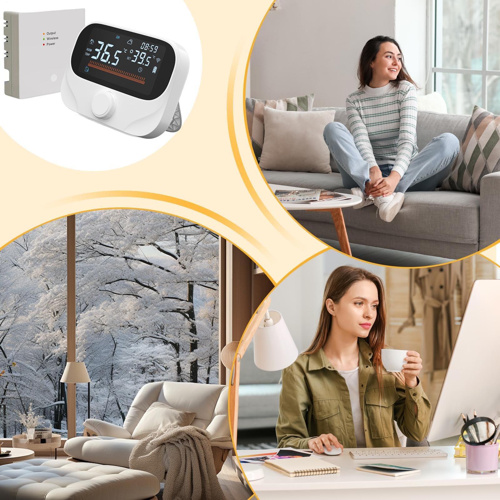 Smart Home Thermostat Programmierbare App Und Sprachsteuerung Sensor | Heizungstemperatur-Überwachungsgerät für Heizkessel Gewächshaus Wohnmobil Büro Zuhause Schlafzimmer Wohnzimmer