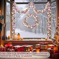 Vista 2 de Guirnalda de 2 bolas de Navidad de 6 pies, adornos colgantes de bolas de Navidad con 2 luces LED de 10 pies para el hogar, interiores y exteriores