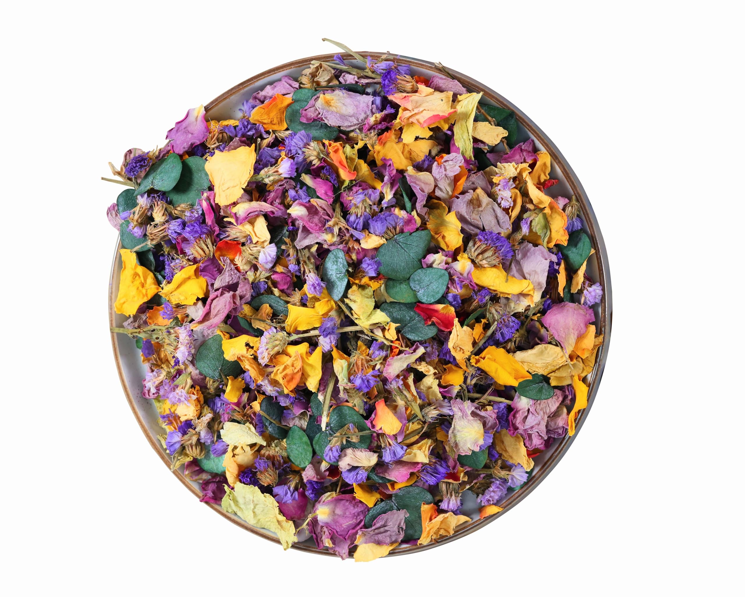 Biodegradable Flower Confetti - Wedding Petal Confetti Mix (Yellow Rose, Forget Me Not, Eucalyptus, Silver Dollar) - Natural Dried Petals - Eco Friendly Wedding Confetti - 150g