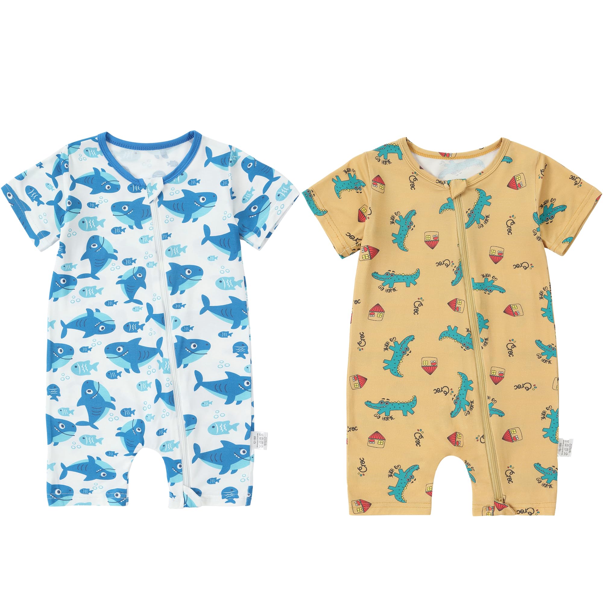 HAHASHOW Set da 2 Body Neonato in Fibra di bambù Pagliaccetto Estivo per Neonati - Tutina Unisex Morbida e Traspirante Pigiamino Eco-Friendly Regalo Perfetto