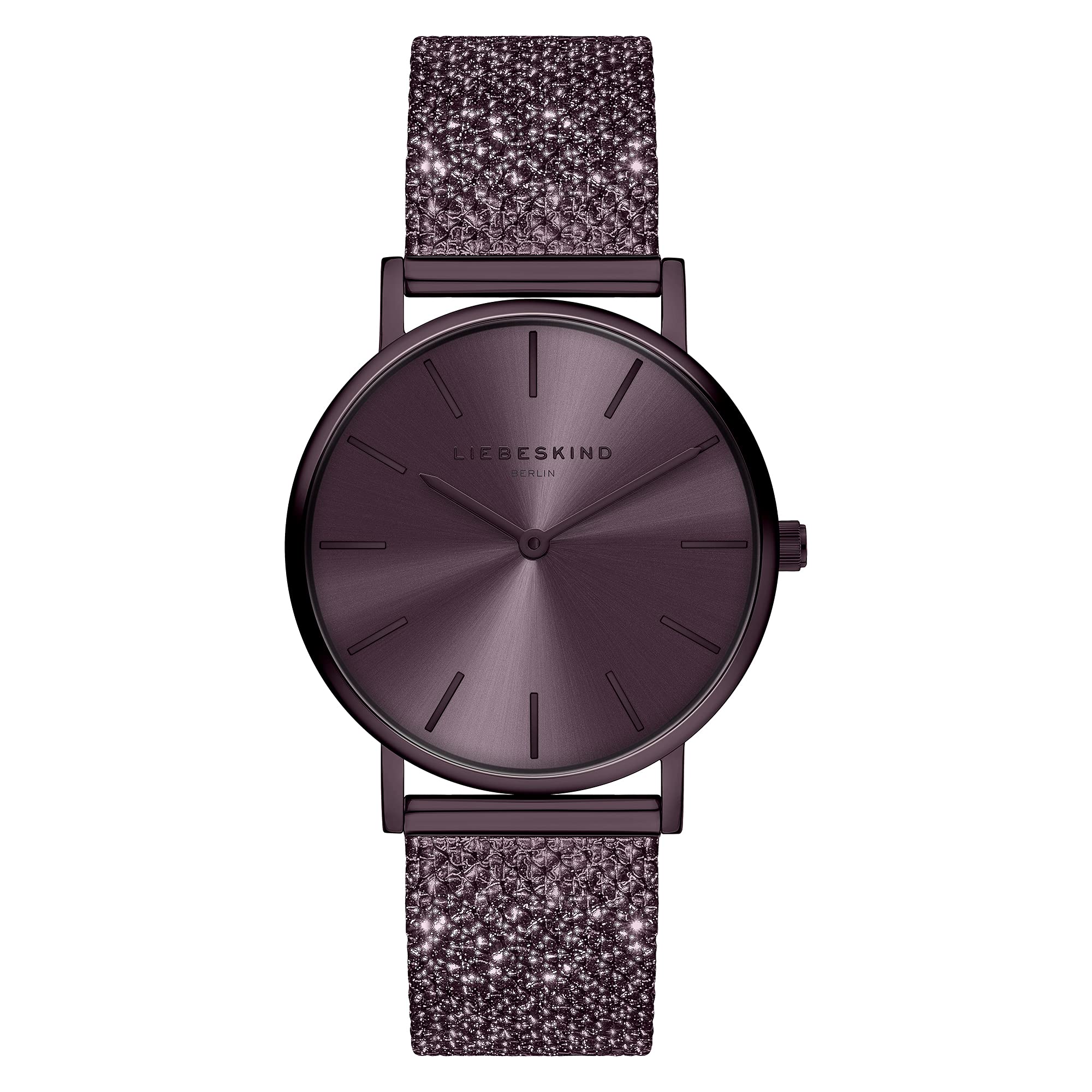 LIEBESKIND BERLIN Damenuhr – Runde Quarzuhr 34 mm – Glitter Mesharmband – 5 ATM wasserdicht – Modern & elegant – In verschiedenen Farben erhältlich