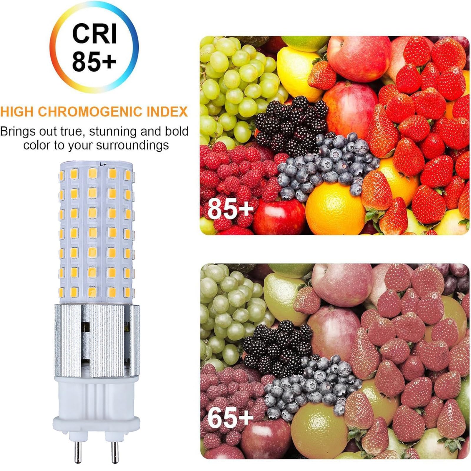 Żarówka LED G12 15 W, 85 V–265 V, 120, odpowiednik żarówki halogenowej, 1500 lm, nieściemnialna, opakowanie 2 szt(Cool White)