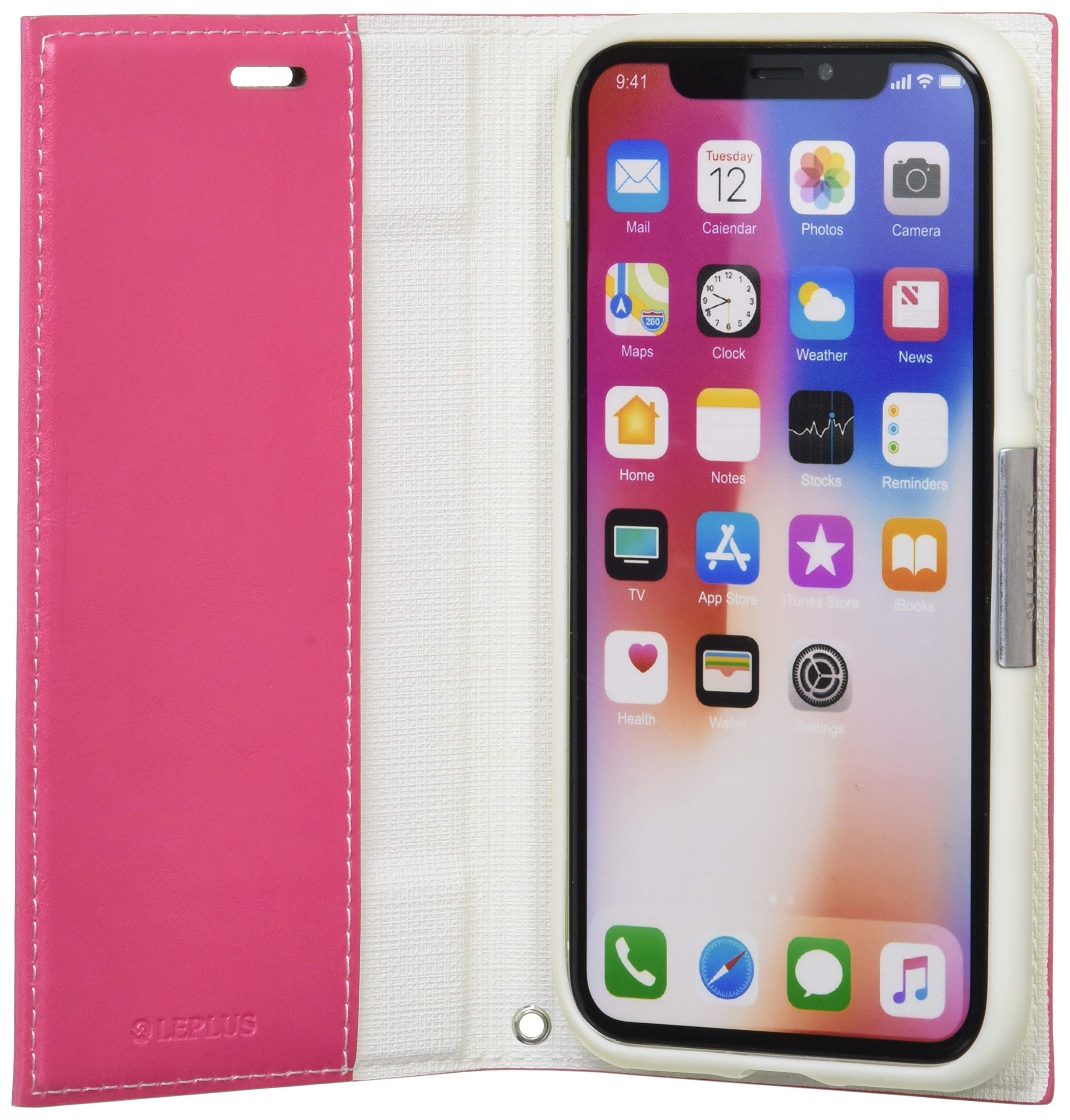 Amazon.co.jp: iPhone X 薄型PUレザーフラップケース「PRIME」 ピンク