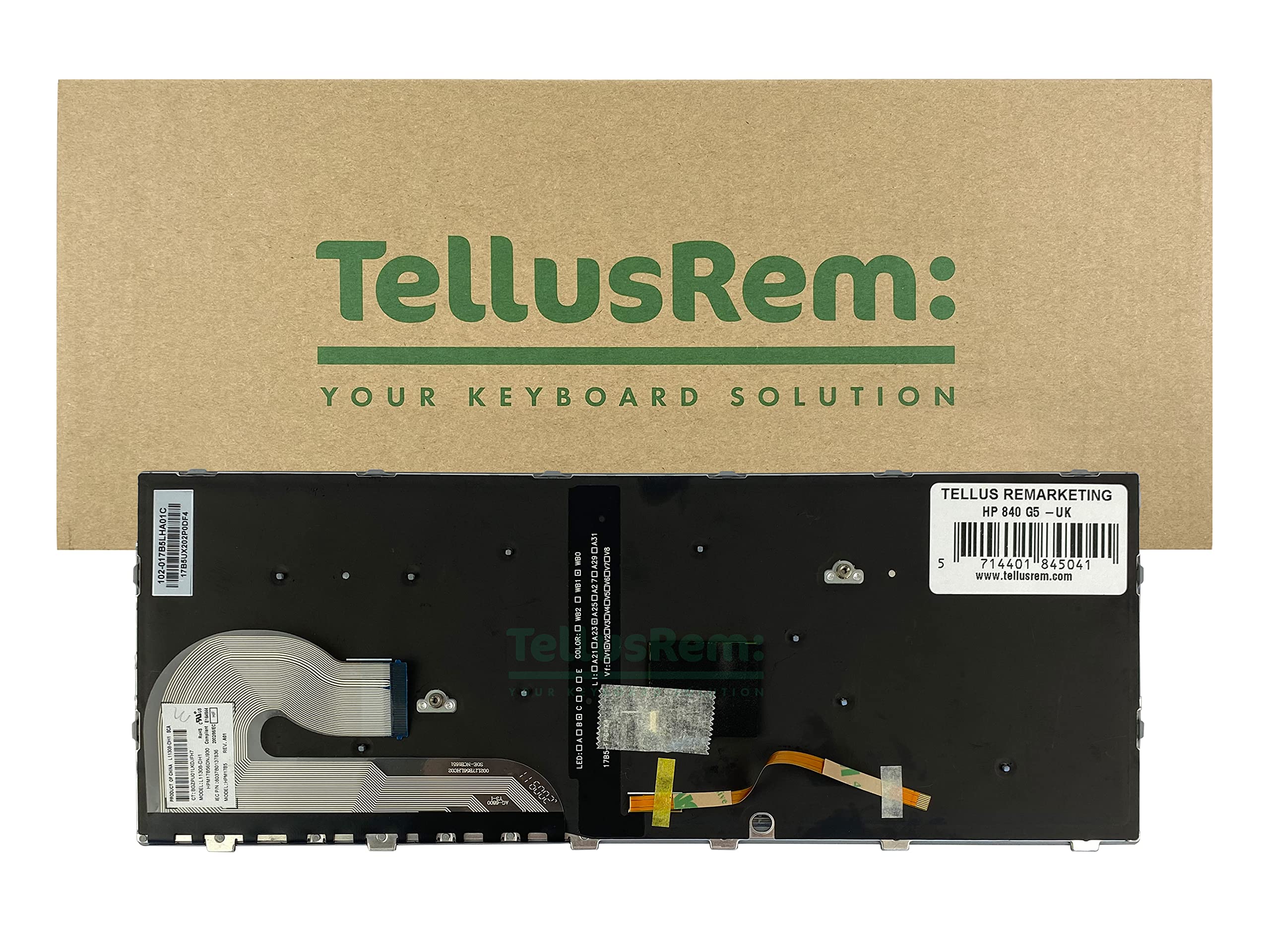 Replacement UK Backlit Keyboard for HP 840 G5, 840 G6, 745 G5, 745 G6, ZBook 14u G5, 14u G6