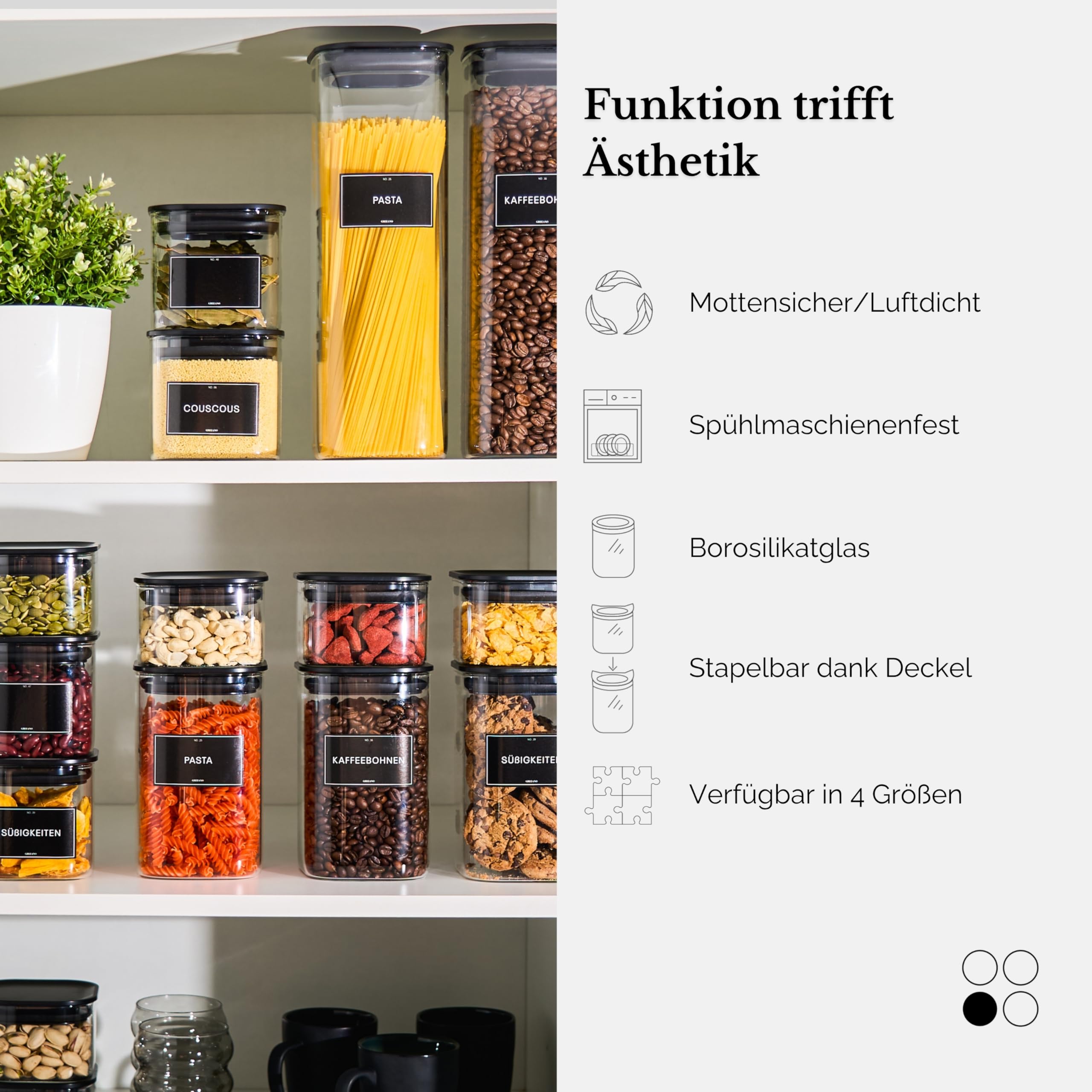 Vorratsgläser eckig mit Deckel 500ml [6er Set]
