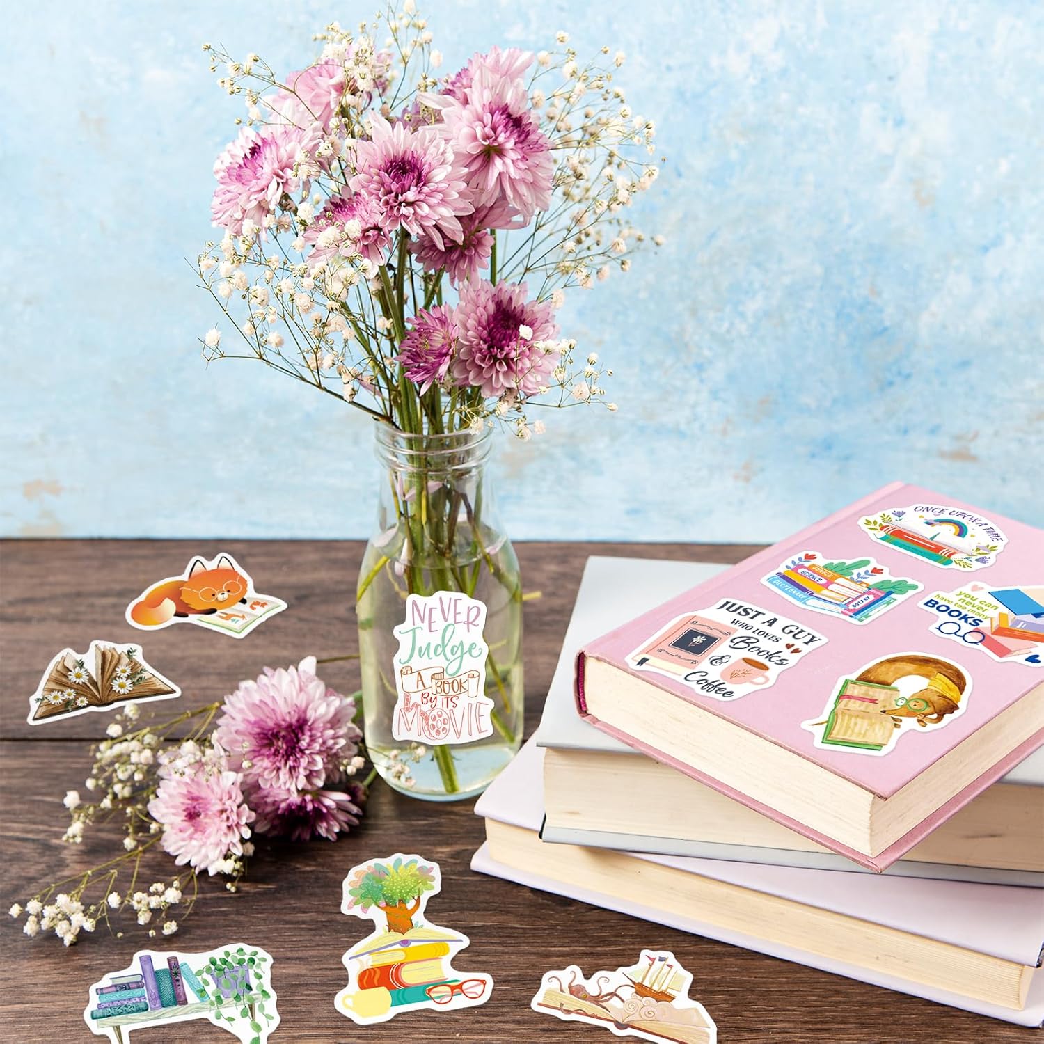 100 PCS Book Stickers, Cute Vinyl Bookish Reading Stickers Bulk for Water Bottle Scrapbook Laptop Aesthetic Bookish Decals for Book Lovers Kids Teens Adults - Image 7