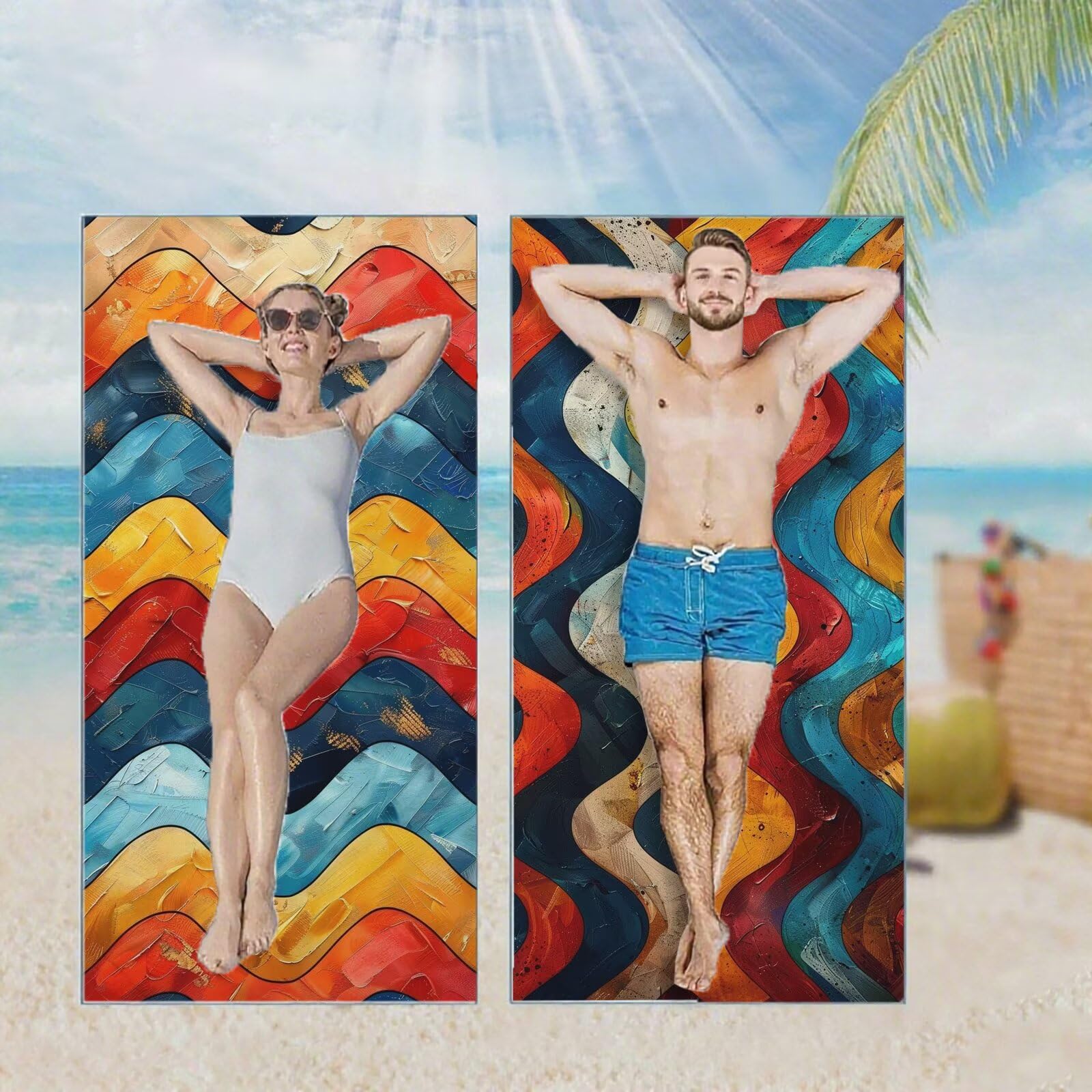Ręcznik plażowy, ręczniki plażowe z mikrofibry, szybkoschnące lekkie ręczniki podróżne bez piasku, duży ręcznik kąpielowy dla dorosłych 90 x 200 cm, do pływania na basen, jogę, siłownię, kemping