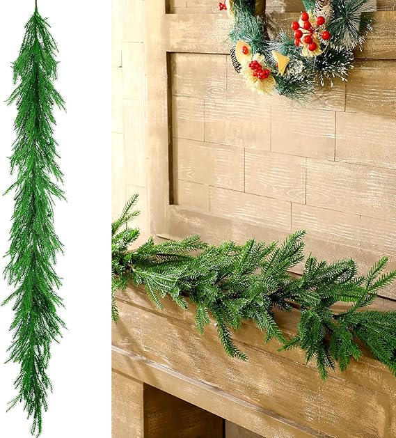 Jutom Christmas Realistic Norfolk Pine Garland Artificial