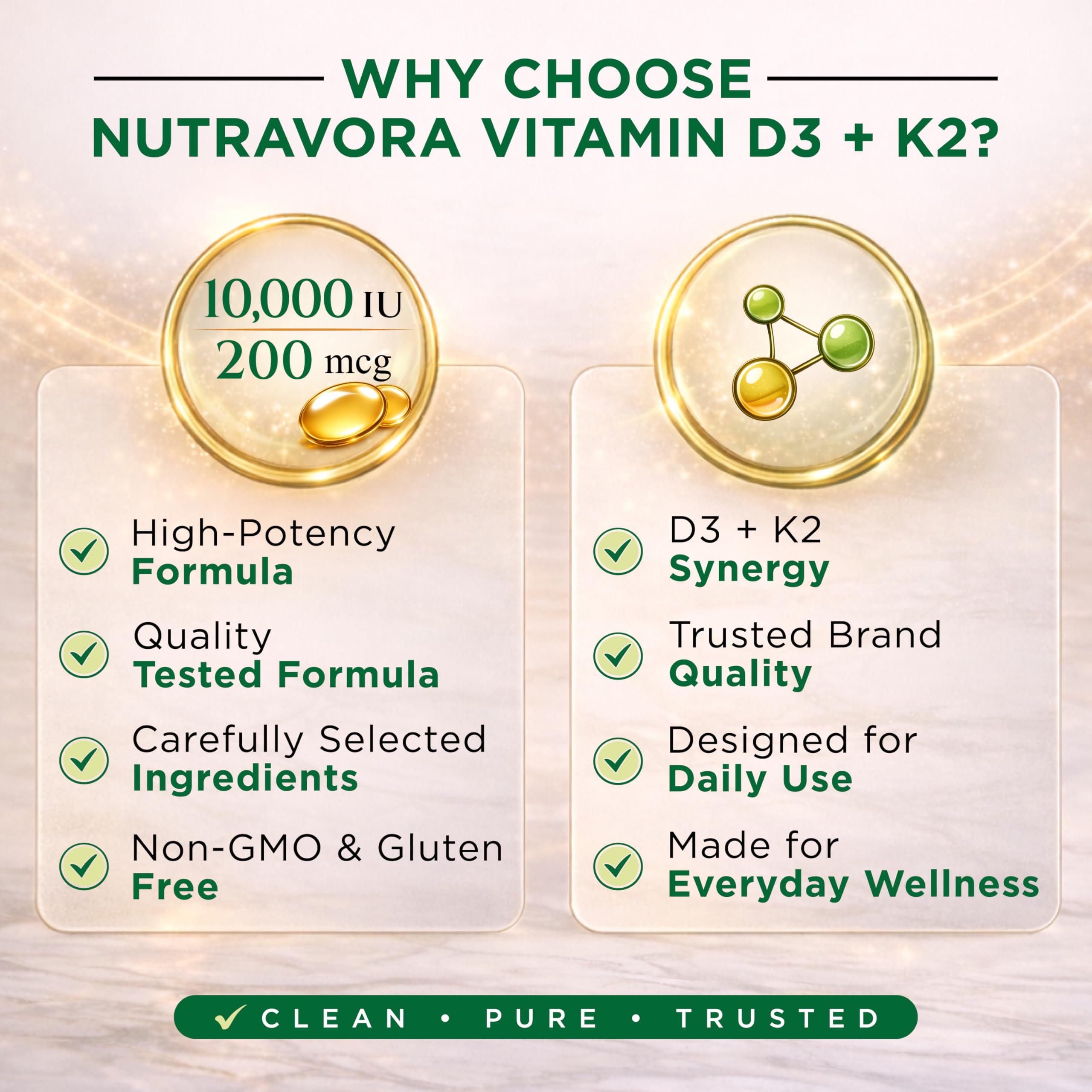 Vitamin D3 K2, 10,000 IU D3 + 200 mcg K2 MK-7, 300 Softgels — Amazon image 7