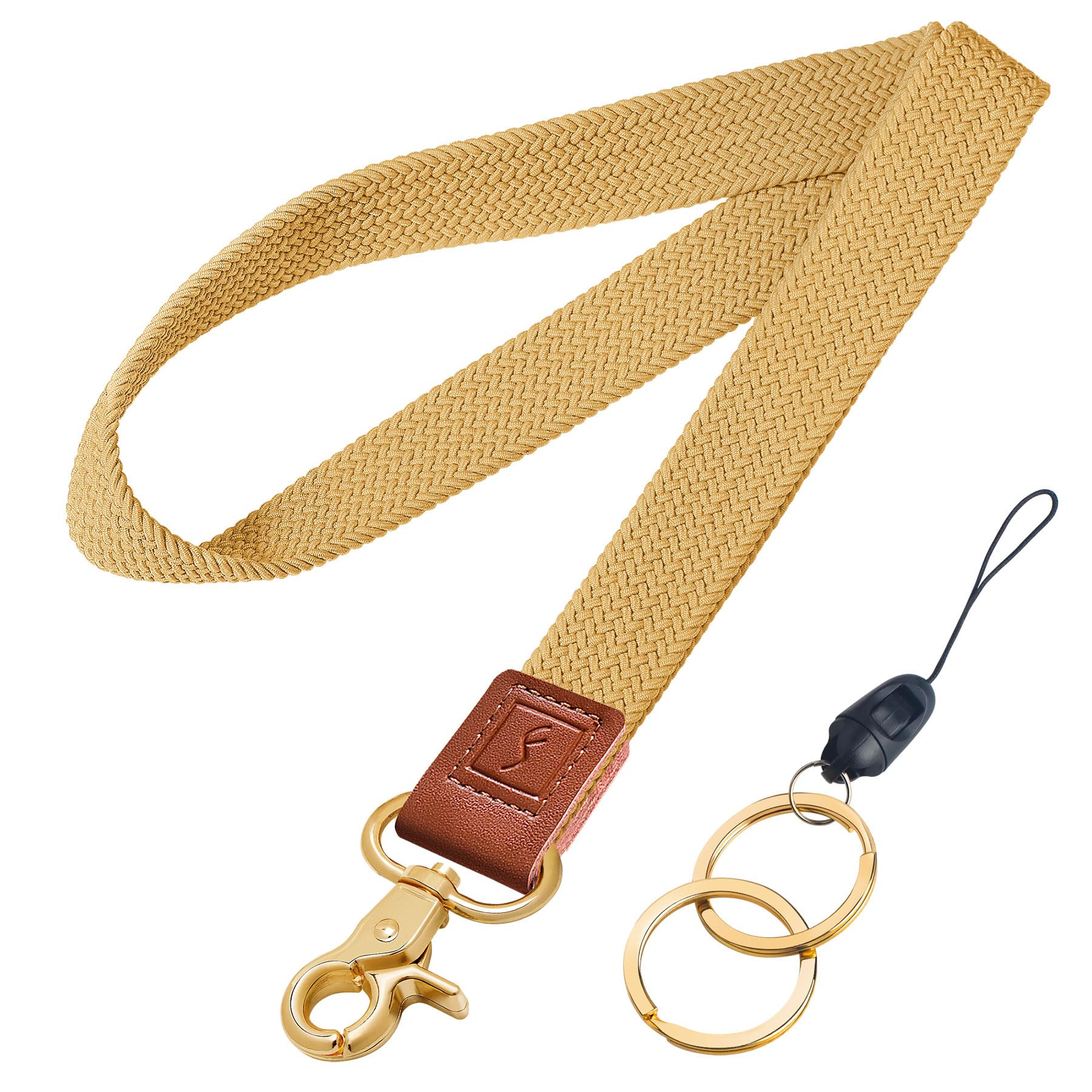 Fishent Stretchy Neck Lanyard, Cute Keychain Lanyard for Women Men Teacher, Long Lanyard for ID Badge Holder, Badge Lanyards for Keys Wallet Phone (Maize) — image 1