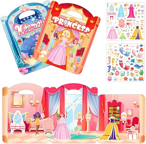 Miniatura 8 de Libros de calcomanías para niños de 2 a 4 años, juego de 4 calcomanías reutilizables para niños pequeños de 1 a 3 años, juguetes de viaje, lindas