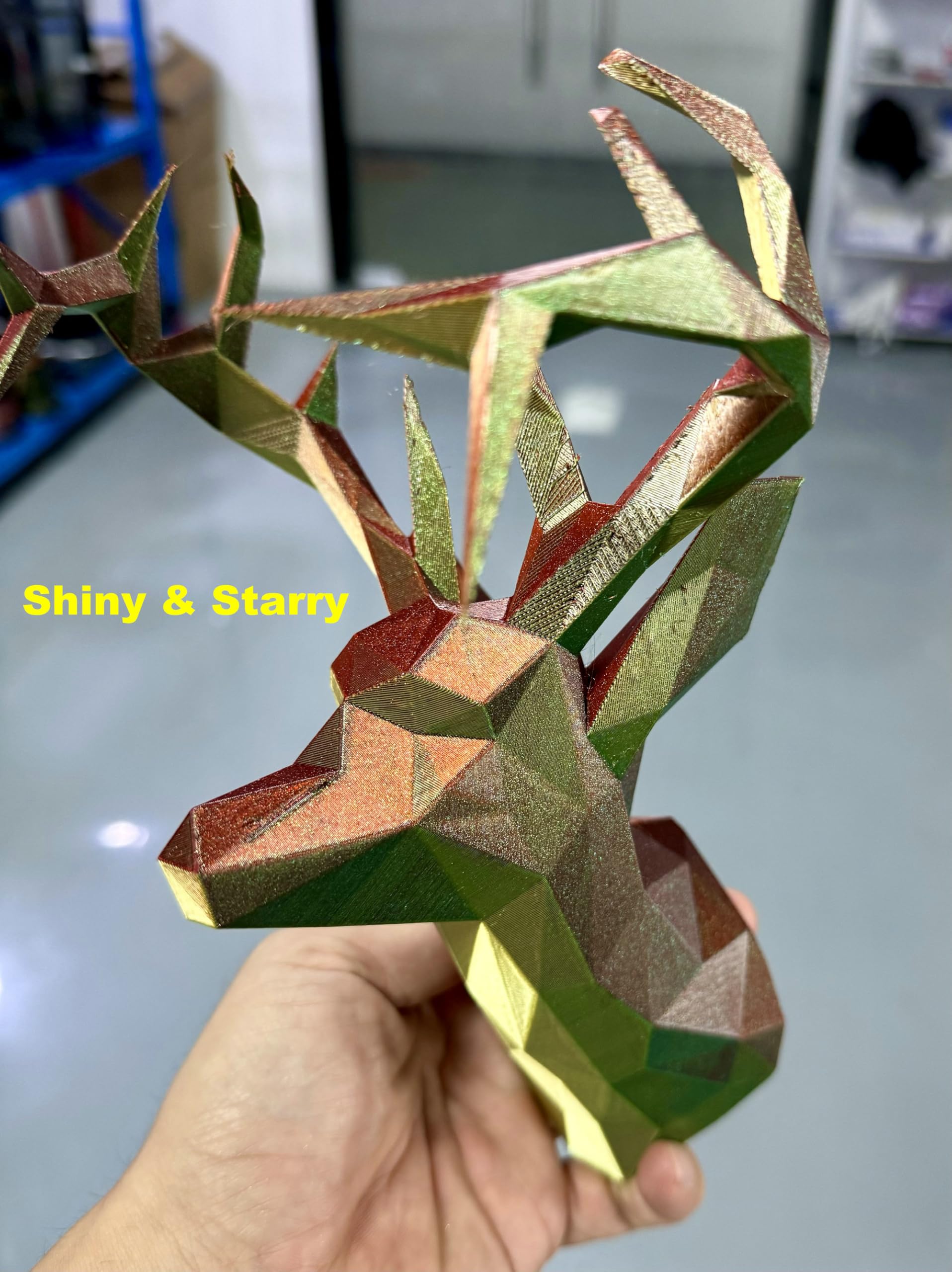 Stronghero3D PLA 3D Printer Filament,Tri-Color Co Extrusion,Red-Gold-Green,Galaxy Glitter Red Silk Gold Silk Green,Diameter 1.75mm Accuracy +/-0.05mm Net Weight 1kg(2.2lbs)