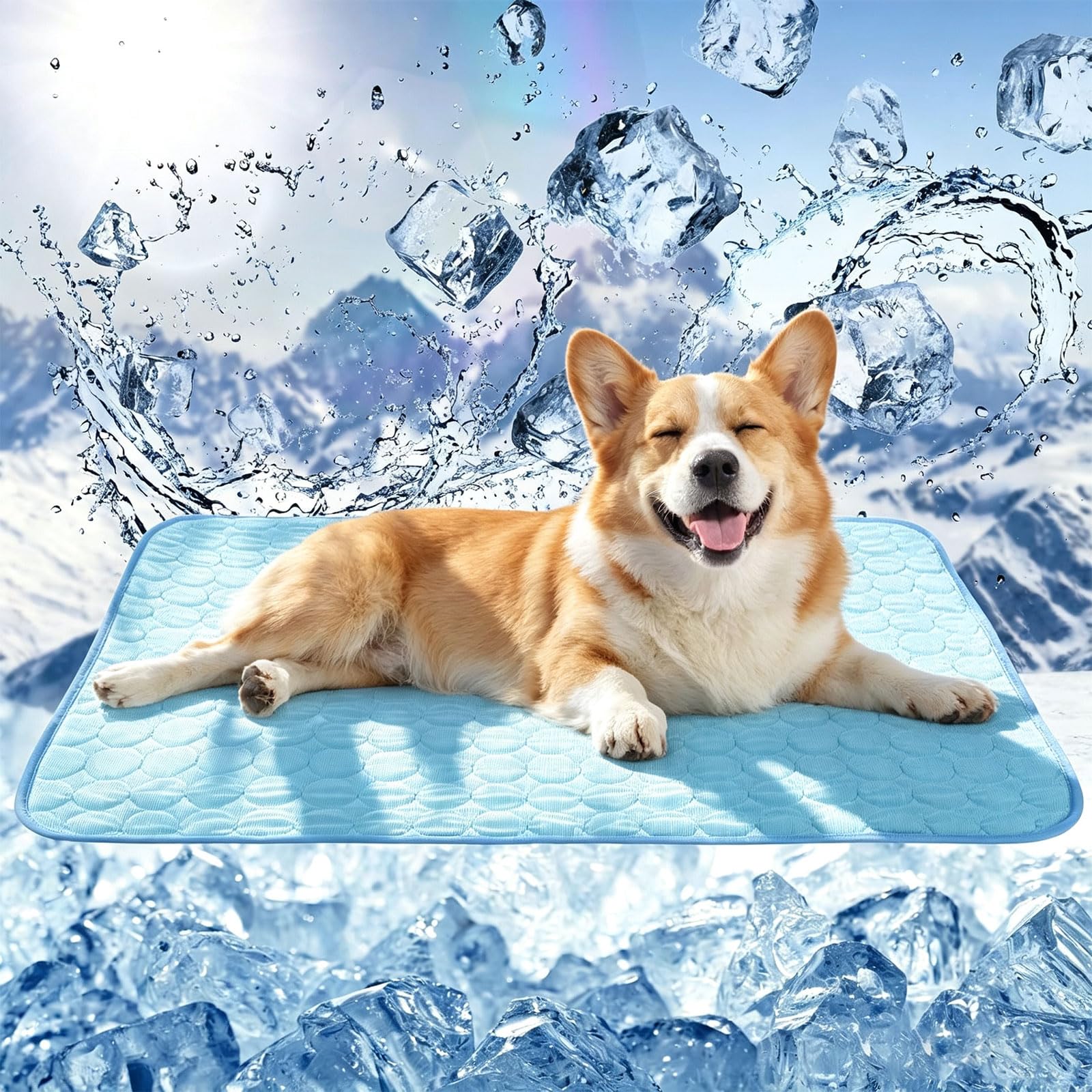 Cooling Mat for Dogs and Cats, Ice Silk Foldable Pet Cooling Mat, Dog Cooling Mat for Indoor Outdoor Summer, Cat Cooling Pad for Home Balcony (M,50 * 40CM)