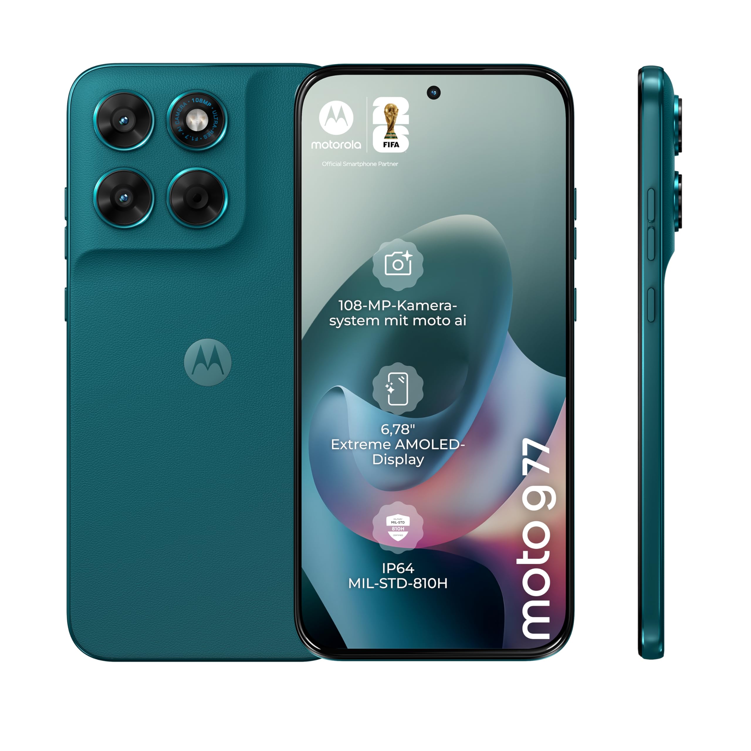 Motorola Moto g77 5G Smartphone 108-MP-Kamera 8-256GB Shaded Spruce