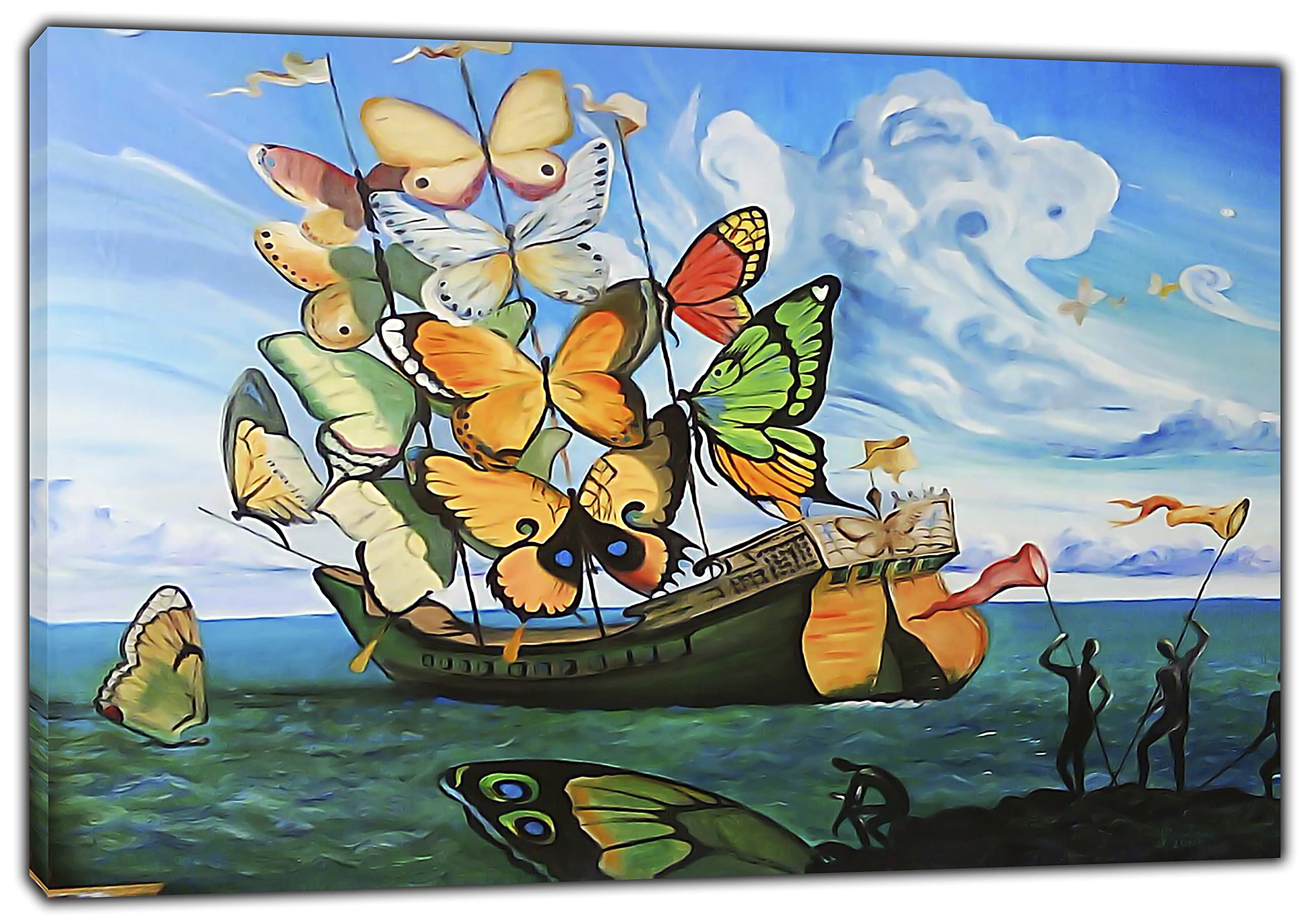 Ship Butterfly by Salvador Dali Picture Paint Picture Reproduction Print On Framed Canvas Wall Art Home Decoration 12’’x 8’’inch(30x 20 cm) -18mm Depth