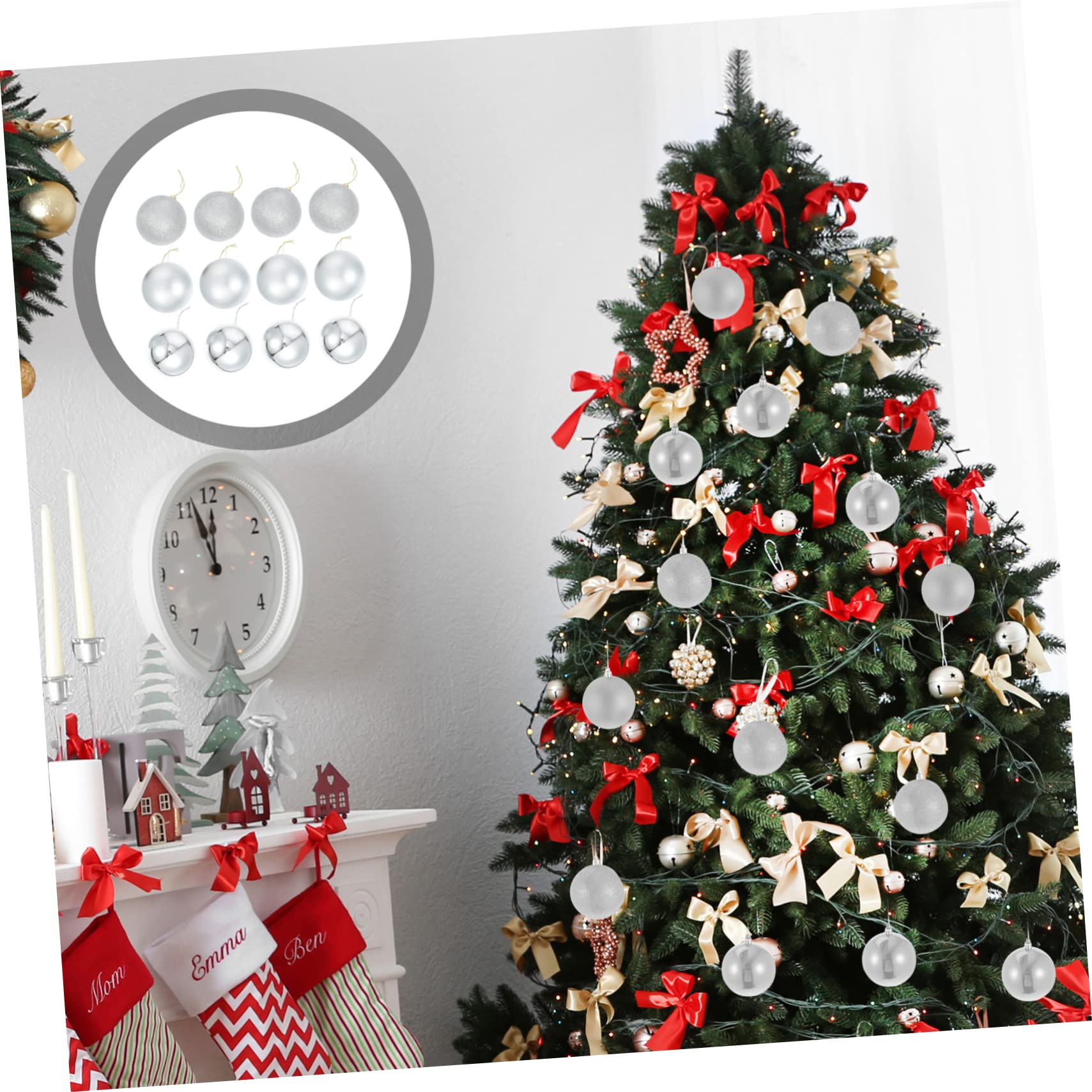 24stücke Teilige Hängende Kugeln Weihnachtsbaumanhänger Kleine Dekokugeln für Weihnachtsdekoration Innen und Außen