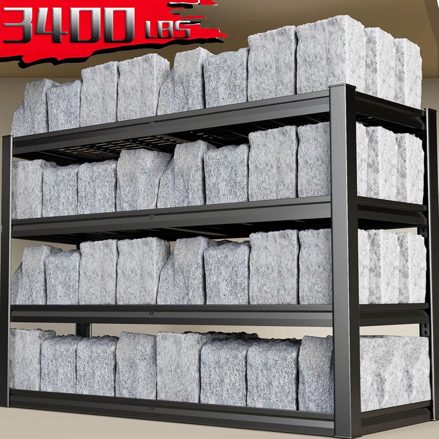 30" Deep Heavy Duty Garage Shelving Units, 68" Wide Storage Shelves, 4 Tier Metal Garage Shelves,Large Storage Rack,Industrial Shelving for Shop, 68" W x 30" D x 68" H