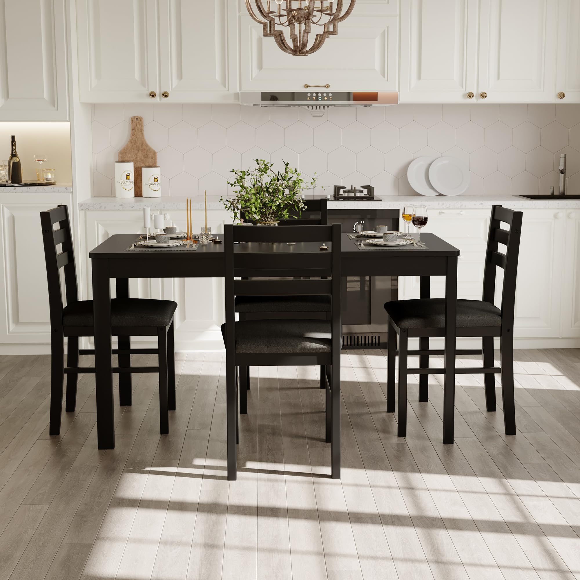 Orweiin 5-Piece Solid Wood Dining Table Set