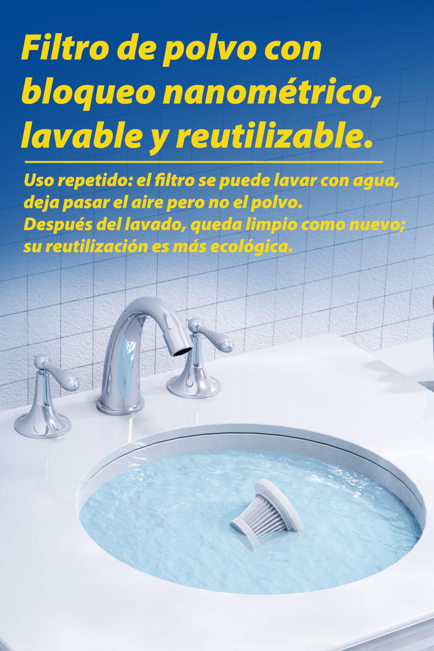 Goodyear Lineo Aspirador Portátil sin Cable para Coche, Hogar u Oficina. Motor 50W con Succión de 5.000Pa, Batería 1800mAh, Carga USB-C. Depósito 125 ml, Diseño Compacto y Silencioso