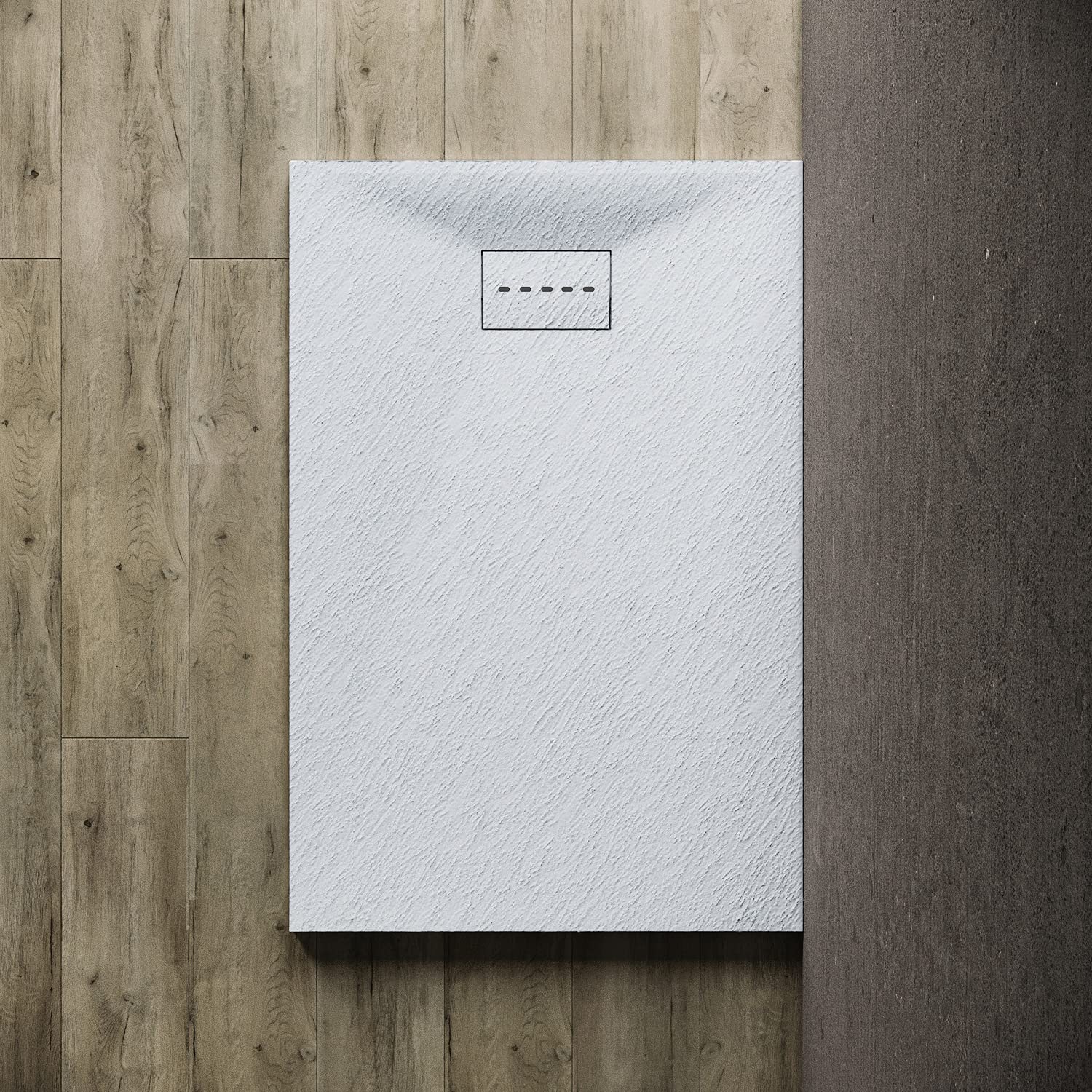 SONNI Brodzik prysznicowy 120 x 80 cm, wygląd łupka i antypoślizgowa struktura, biały, super płaski brodzik prysznicowy z syfonem