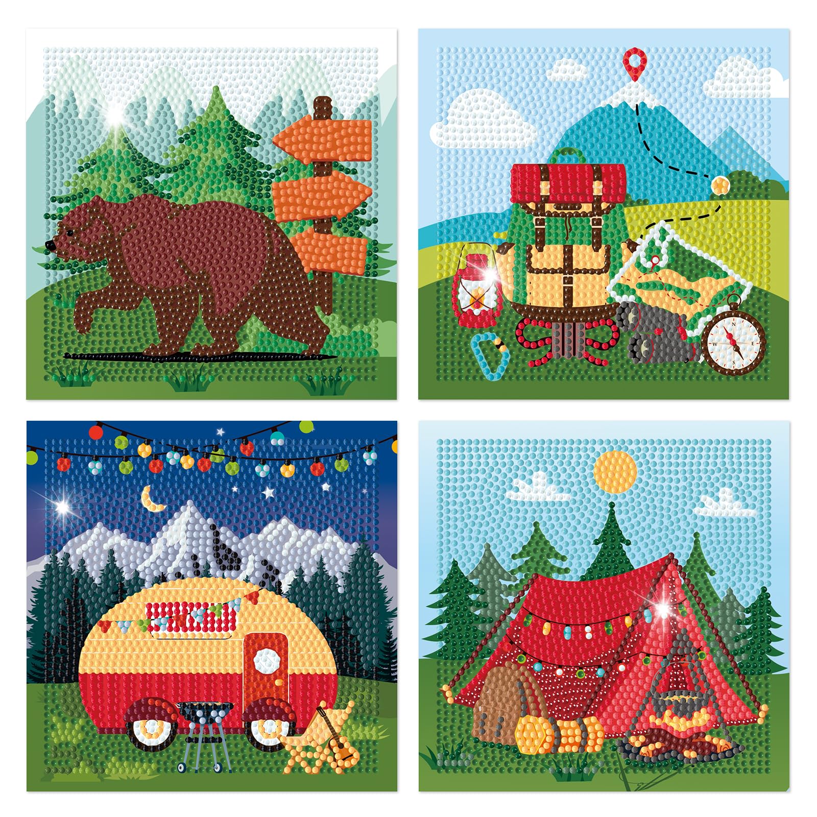 Cheerupp 4 Pcs Camping Theme Diamond Art Kits