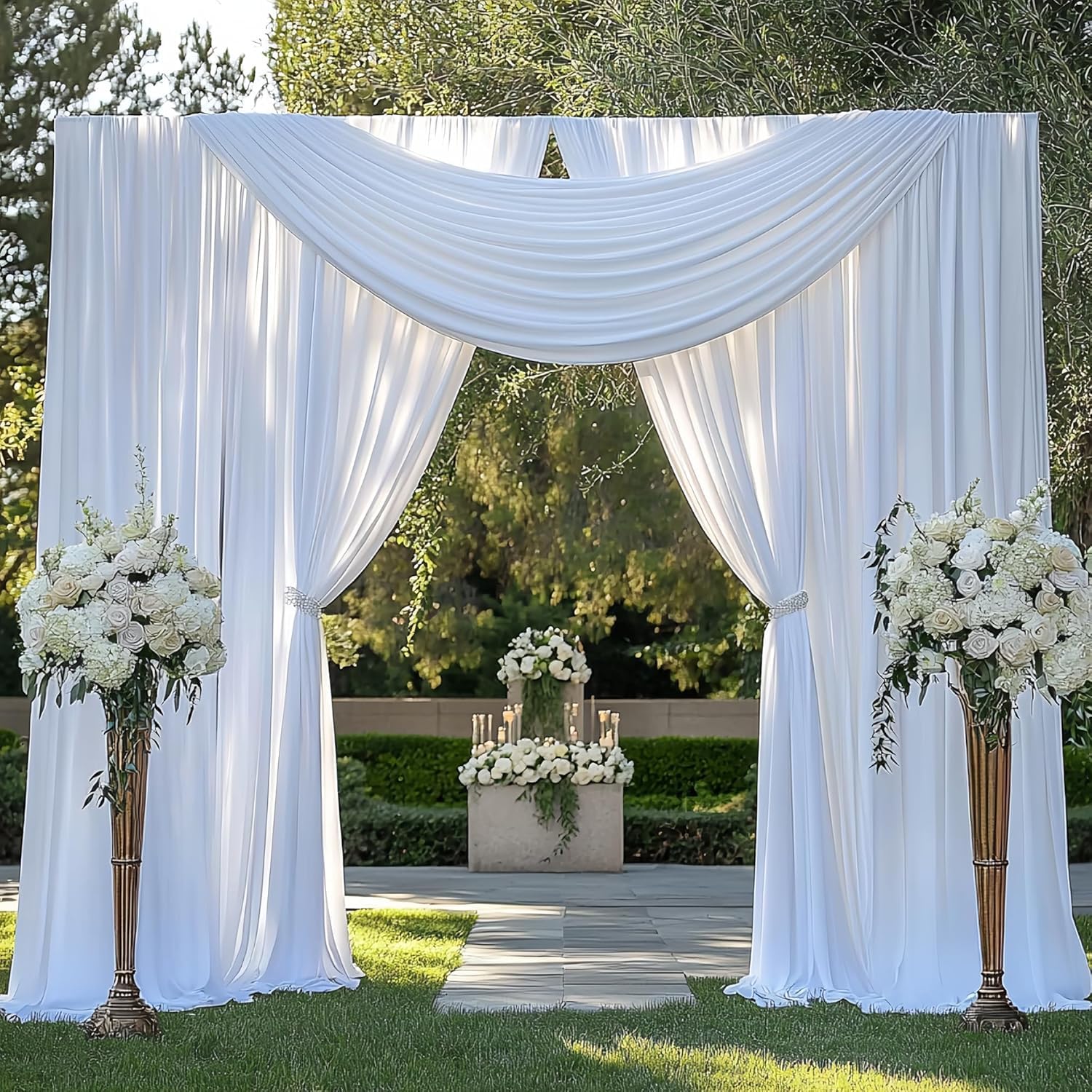10ftx15ft White Backdrop Curtains for Wedding-Wrinkle Free Backdrops Curtain Drapes Fabric Decorations Photo Back Drop Cloth for Independence Day Baby