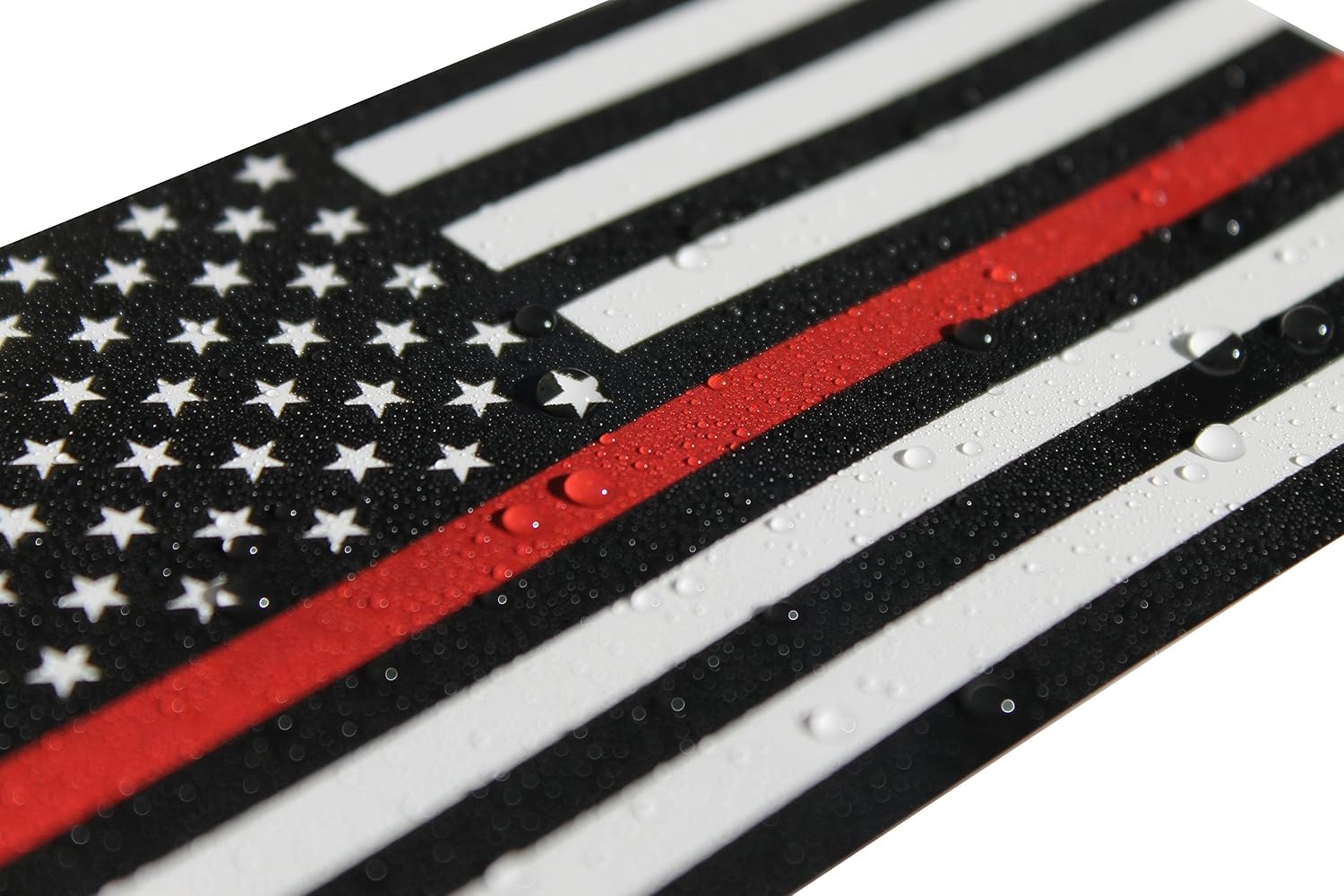 Thin Red Line Flag Decal - 3x5 in. Black White and Red American Flag Sticker for Cars Trucks and SUVs - In Support of Firefighters and EMTs (2-Pack)