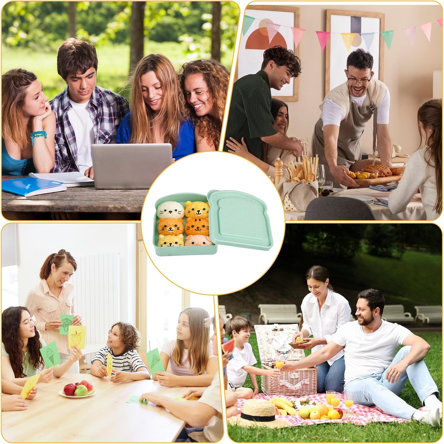 2 Pcs Bread Sandwich Containers Reusable Sliced Toast Boxs Holder Container Toast Shape Food Storage Plastic Lunch Boxes with Lid for Fruit Salad Snacks Family Office Camping Adults - Image 7