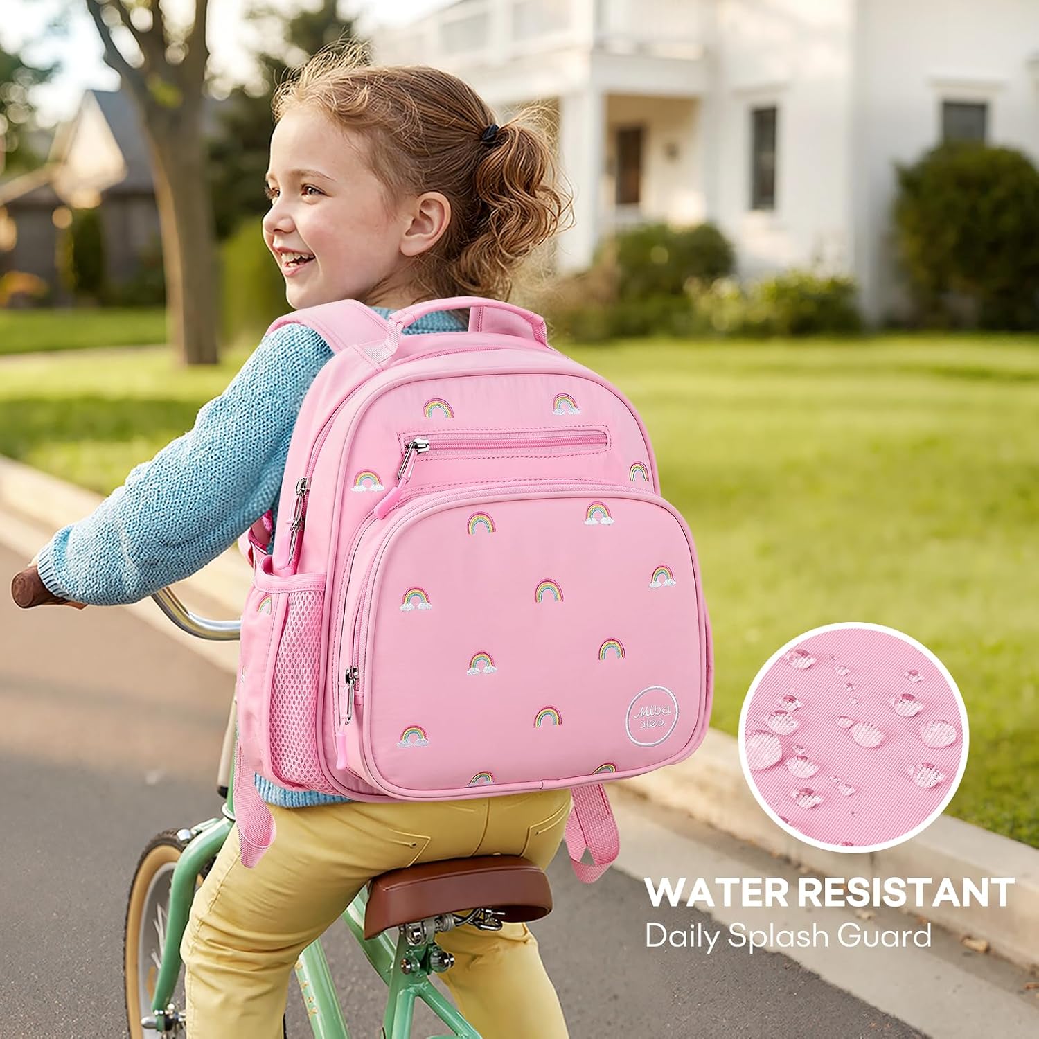 mibasies Toddler Backpacks for Girls 2-4: Quilted Backpack for Preschool Prek Daycare - Cute 12 Inches Bookbag for Little Kids Rainbow Pink