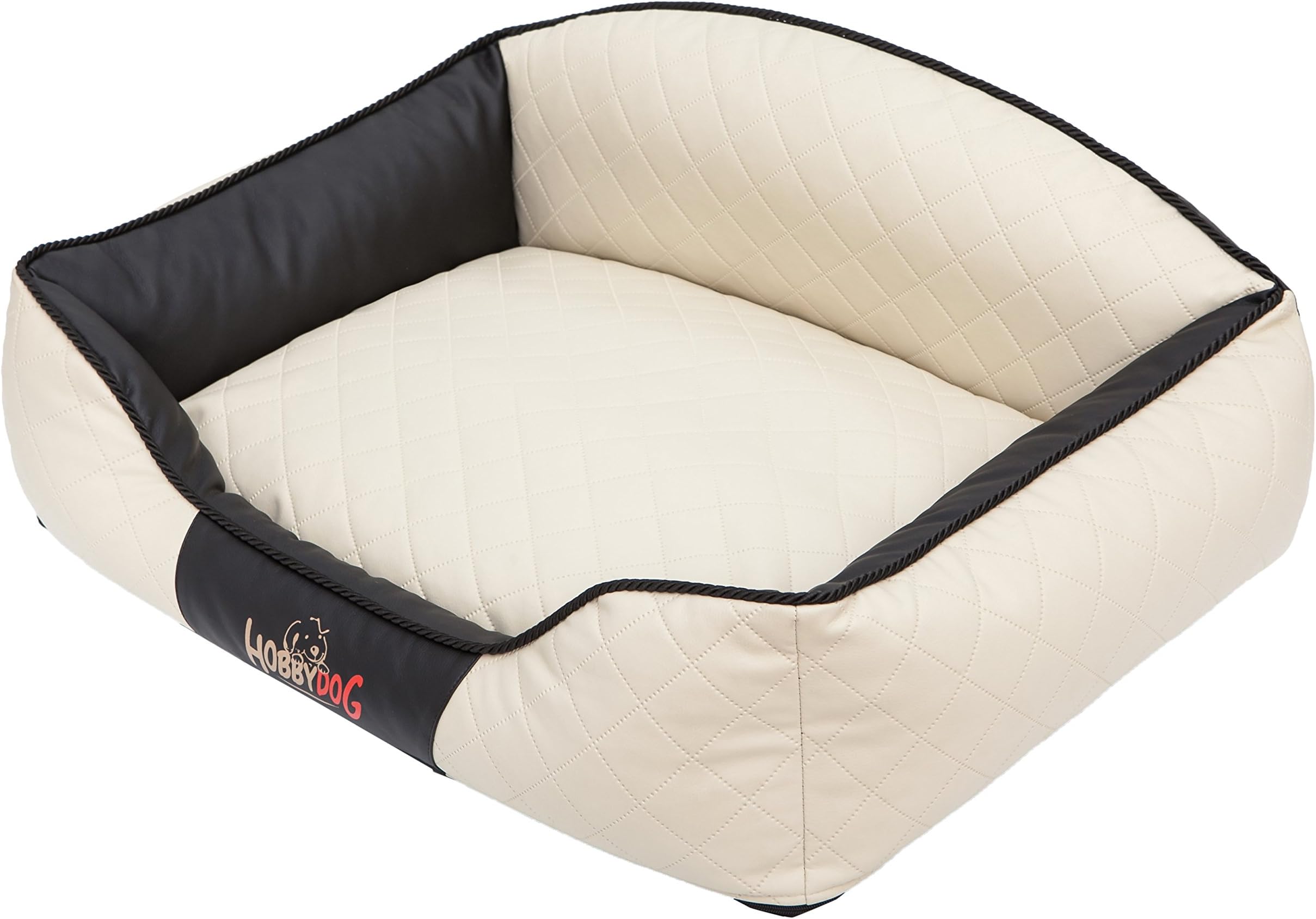 Hobbydog Elite Dog Bed, 2X-Large, Beige/Black Sides