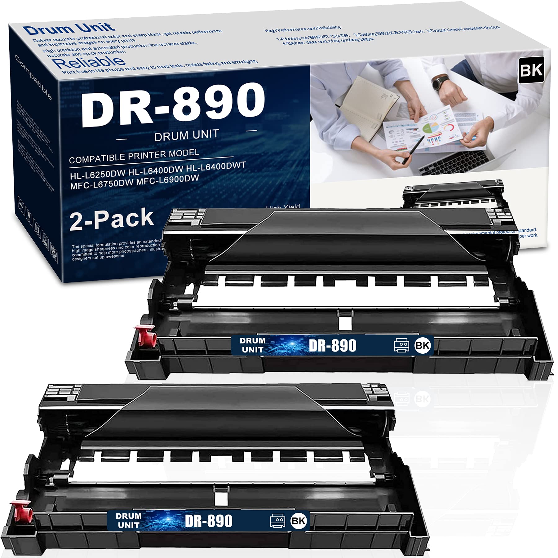 (2-PK,Black) DR-890 Compatible Drum Unit Replacement for Brother DR890 HL-L6250DW L6400DW L6400DWT M