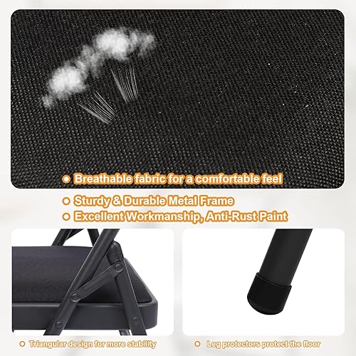 Miniatura 5 de Juego de 12 sillas plegables de tela con cojín acolchado y respaldo, asiento plegable para interiores y exteriores con marco de acero para el hogar,