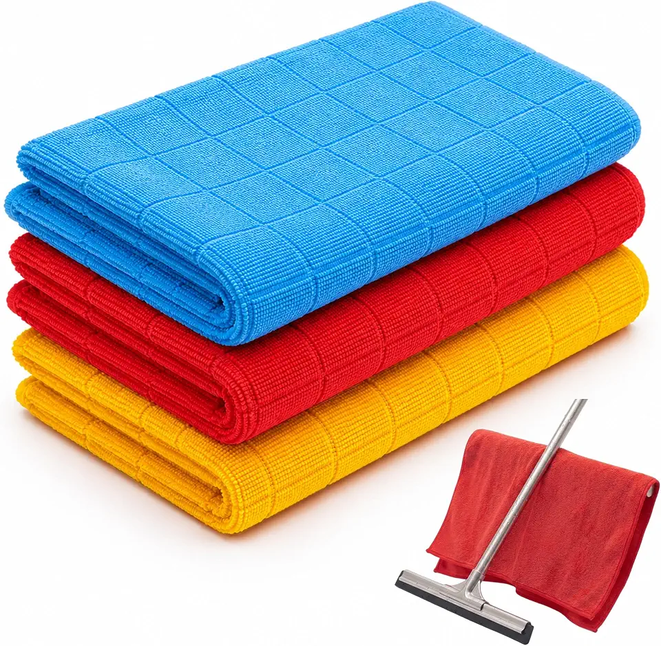 Kit 3 Panos de Chão Microfibra 48x58cm Reutilizáveis - Limpeza Profissional sem Rastro de Água, Secagem Rápida