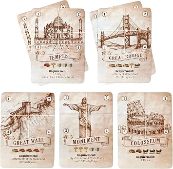 World Wonders Sketched Replacement Cards Compatible with Catans Seafarers The Wonders of Catan Scenario Board Game Replacement Pieces 3-6 Players
