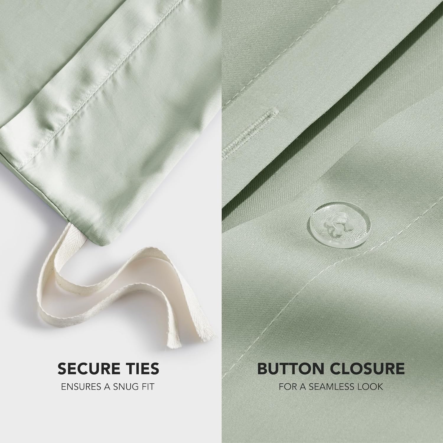 EVERGRACEHOME Tencel Lyocell Cooling Duvet Cover Set King Size 3 Piece, 100% Natural Eucalyptus Lyocell Fiber from Austria, Luxury Silky Soft Comforter Cover with 2 Shams, Sage Tea Green, 92"x108"