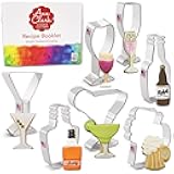 Cocktail Party Cookie Cutters 7-Pc. Set Made in the USA by Ann Clark, Beer Bottle, Beer Mug, Martini Glass, Wine Glass and More