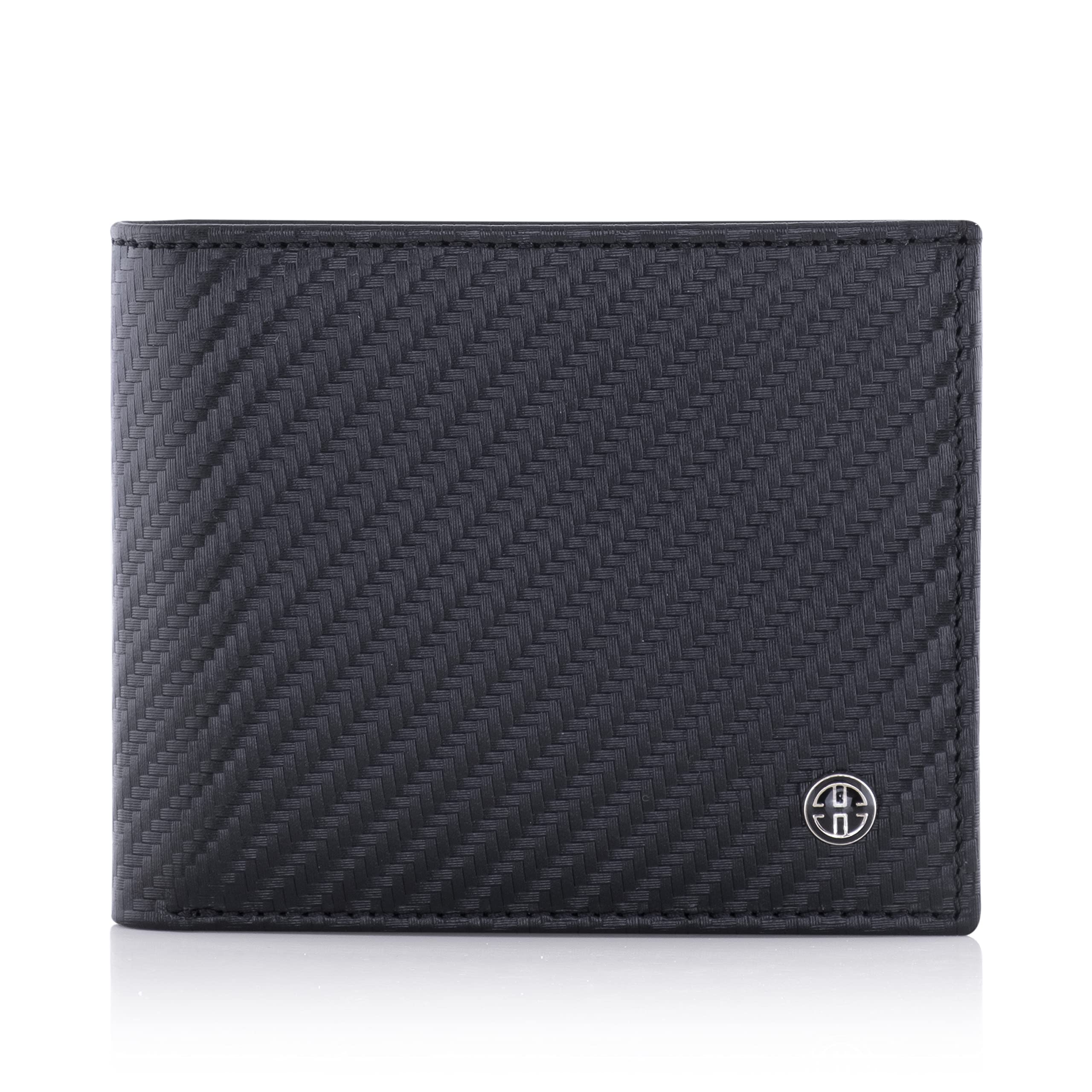 Treviso Mens Wallets Bifold Leather with Coin Pocket Rfid Blocking (Carbon)