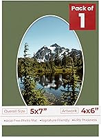 Vista 113 de Tapete de 5 x 7 para fotos de 4 x 6 pulgadas, con apertura de tablero ovalado verde Honeydew precortado, sin ácidos, mate para proteger tus