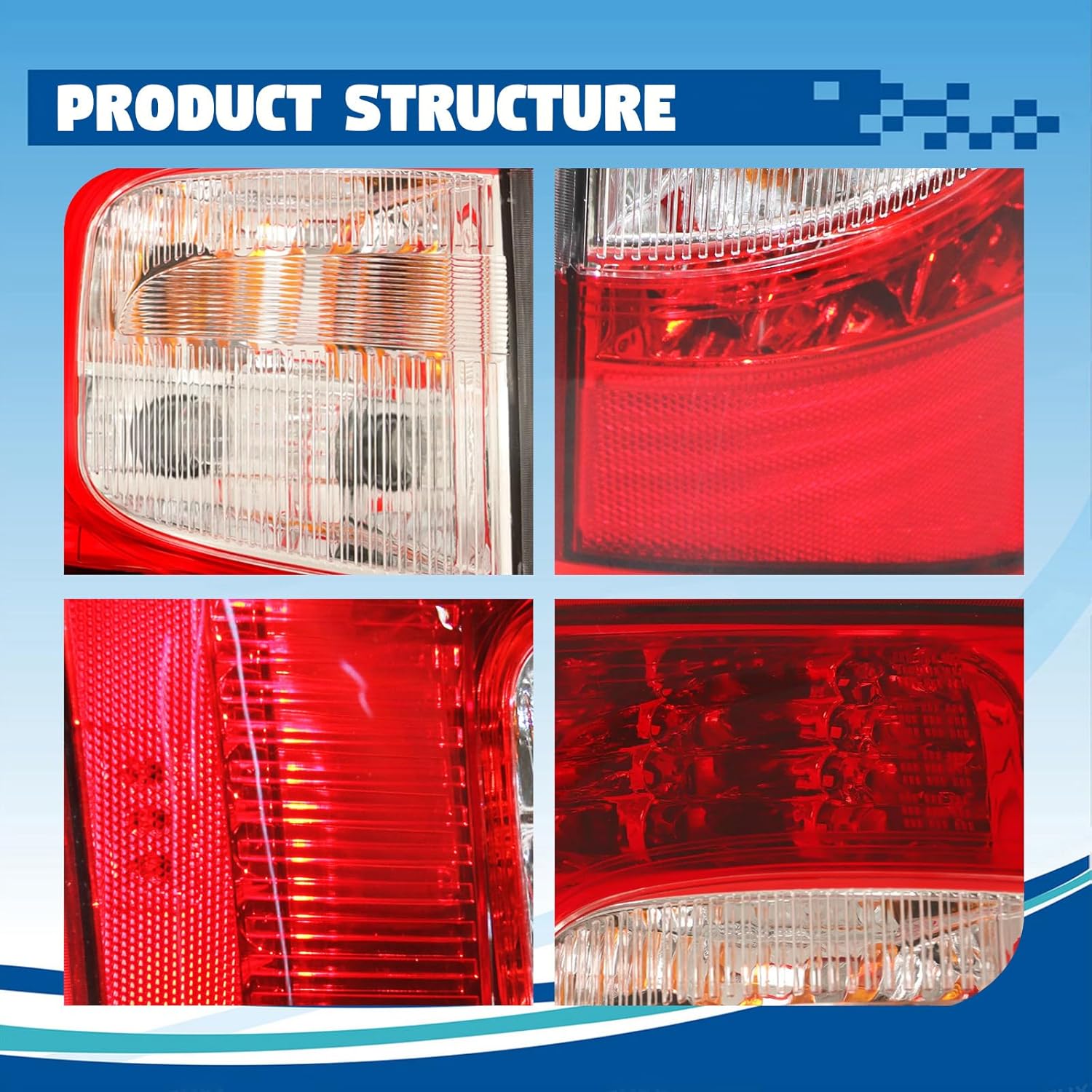 LED Tail Light Fit for 2011-2016 Chrysler Town & Country,Taillight Brake Lamp Rear Light Replacement Driver Passenger Side CH2800198 CH2801198