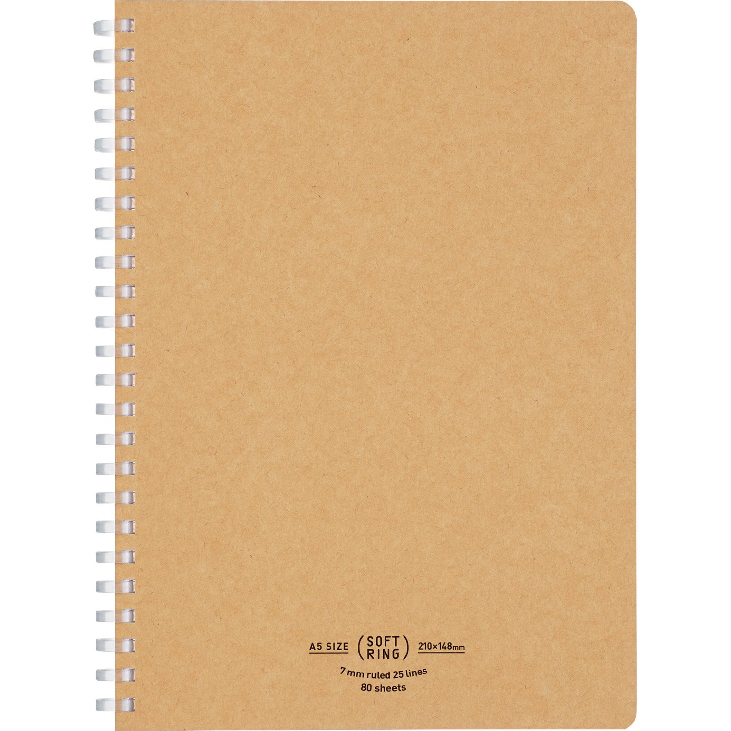 Kokuyo S-SV638A-S Soft Ring Notebooks, Natural, 80 Sheets, A5, A-Ruled, Brown, Beige — image 1