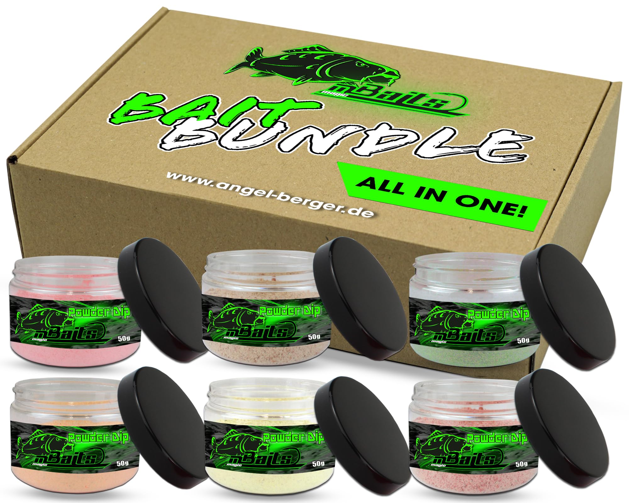 Angel-Berger Magic Baits Bait Bundle Powder Dips All in One Boiliedip Set di boiliedip in polvere