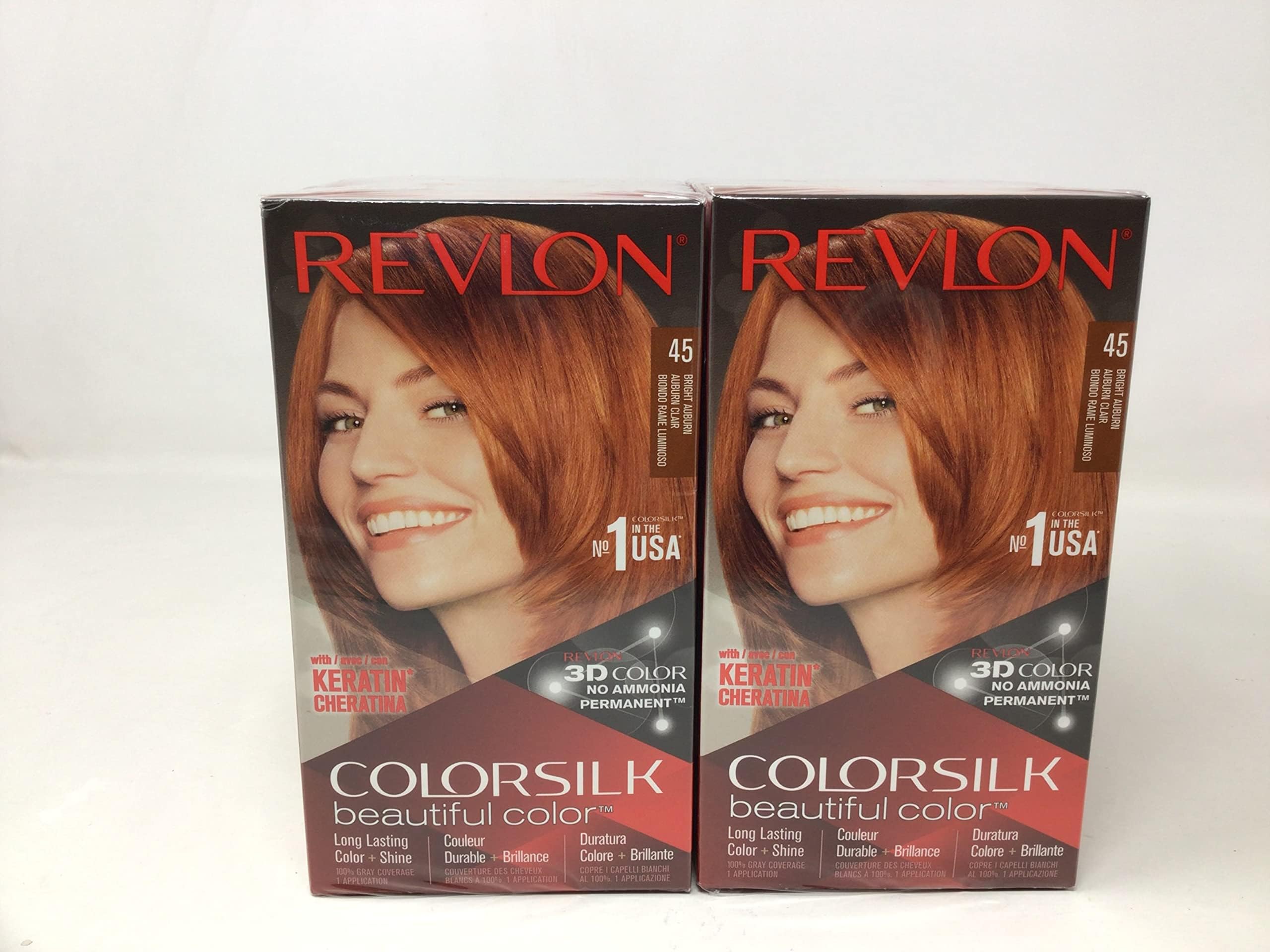 Revlon ColorSilk Beautiful Color Permanent Hair Color 45 Bright Auburn 1 EA - Buy Packs and SAVE (Pack of 6)