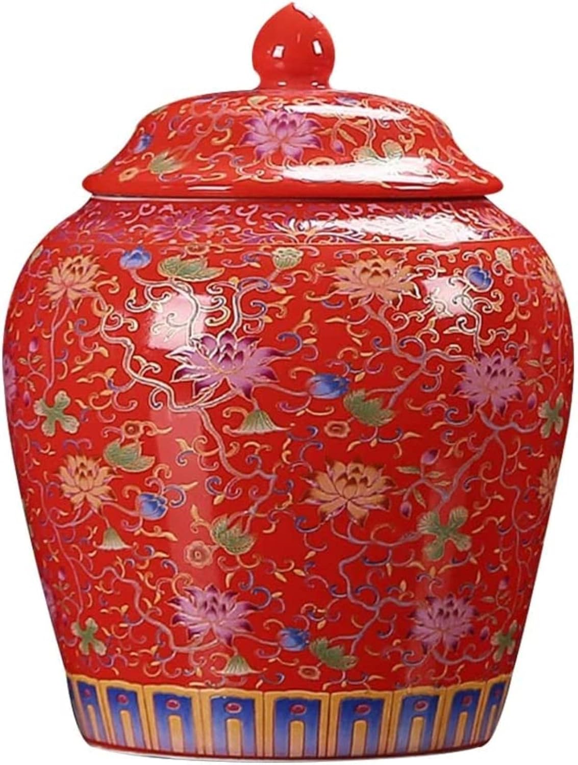 6.3" Ginger Jar Decorative Jar Ancient Chinese Imperial Enamel Porcelain, Decorative for Home Décor (Color : red)