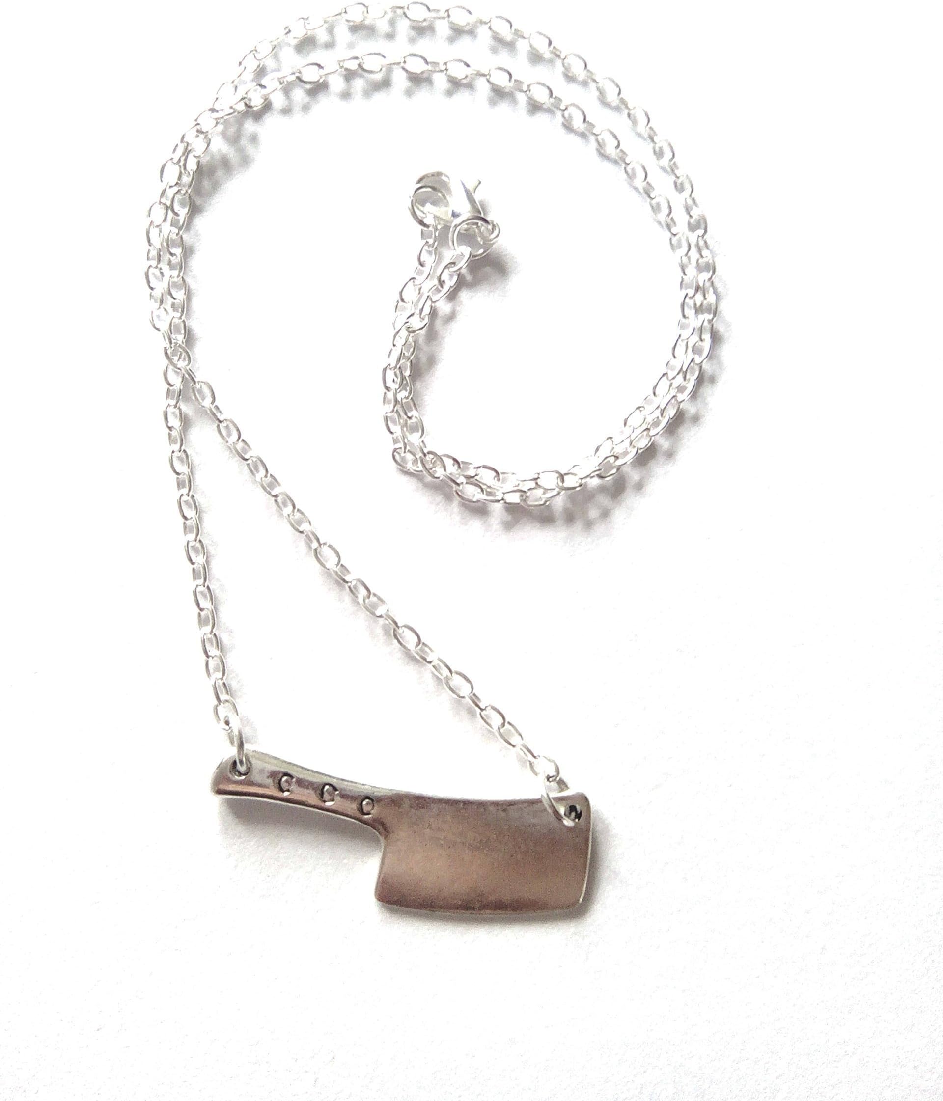 Silver Meat Cleaver Necklace