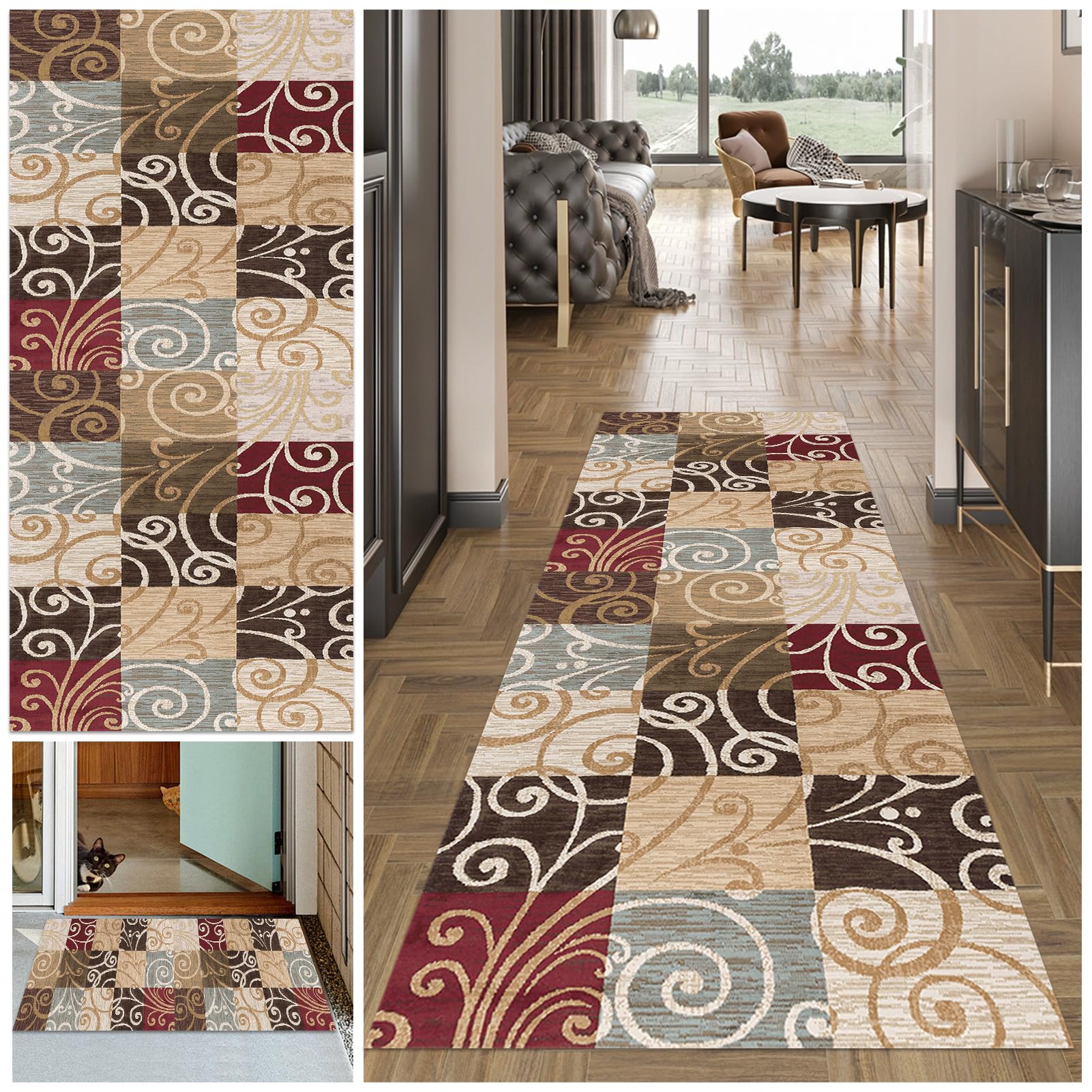 Carpet Runners for Hallways 50 x 70 cm Non Slip Carpet Runner Absorbent Carpet Floor Mat Machine Washable Kitchen Runner Rug Long Hallway Hall Runner Narrow Rugs Area Rug Runner Rug for Hallway โ image 1