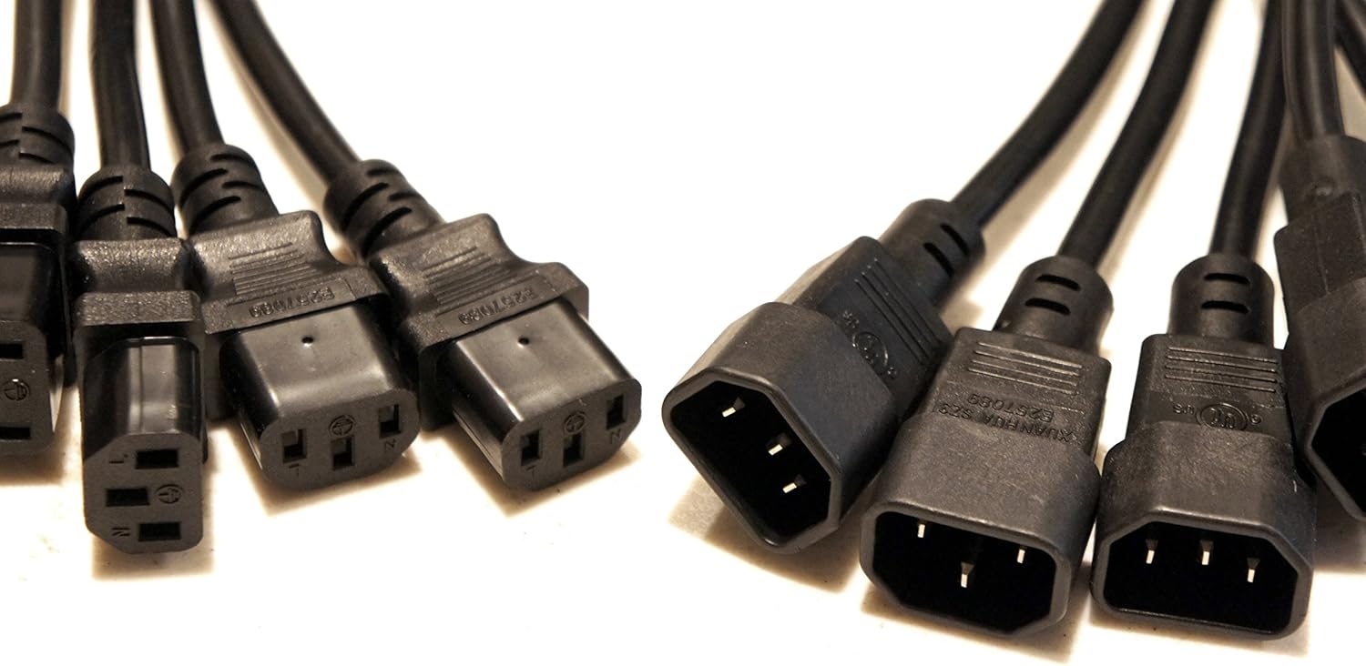 10 Pack of 2 Foot IEC 320 NEMA C13 C14 10A 18AWG AC Power Cord PDU to CPU Cables