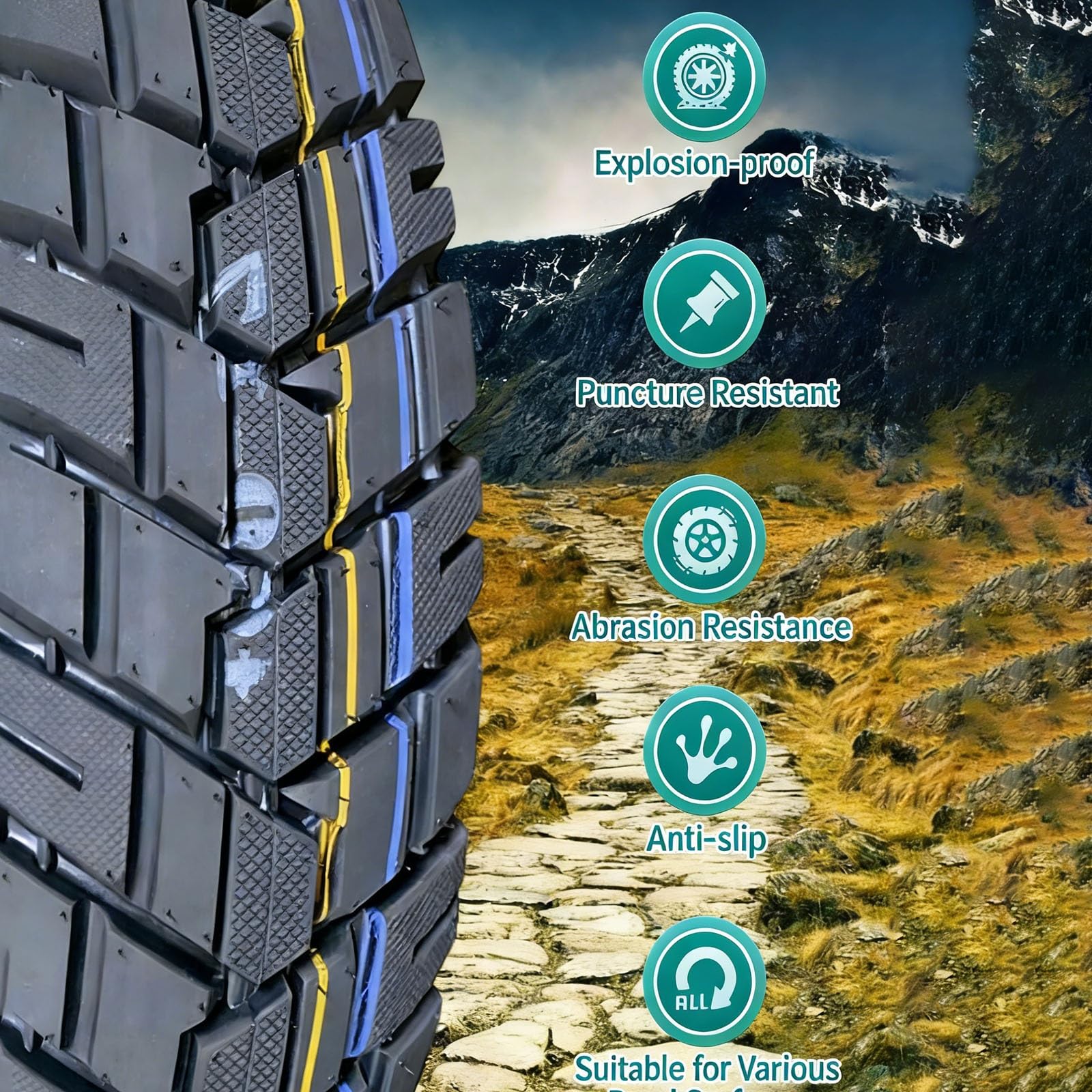 110/90-17 Opona Motocyklowa Bezrurkowa, 110/90/17 Off-Road Odporna na Przebicia i Wyschnięcie do Gruzu, błota, Deszczu i Dróg Górzystych