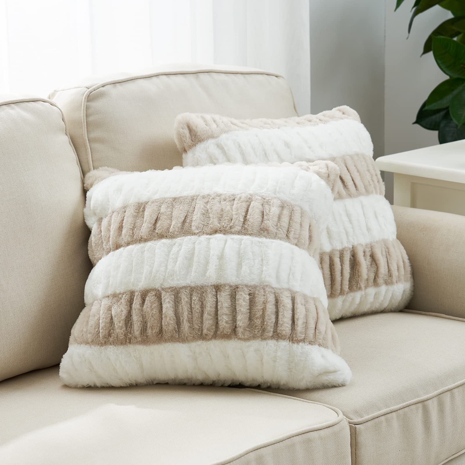 Cozy Bliss 1pc Ruched Faux Fur Throw Pillow Cover Luxury Plush Cushion