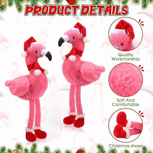 Miniatura 3 de Threan Muñeco de peluche navideño de 8 pulgadas con sombrero de Papá Noel para decoración navideña, regalos de Navidad e invierno (estilo alpaca)